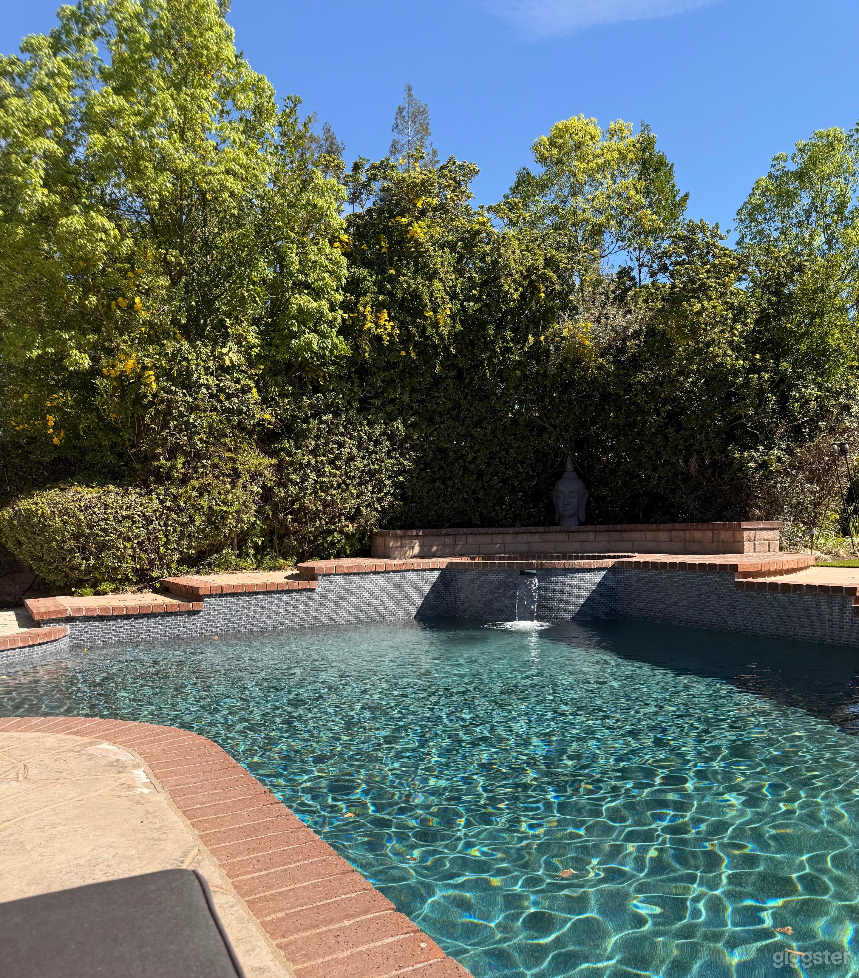 Elegant Backyard Pool Oasis w/ Lush Landscape Photo 3