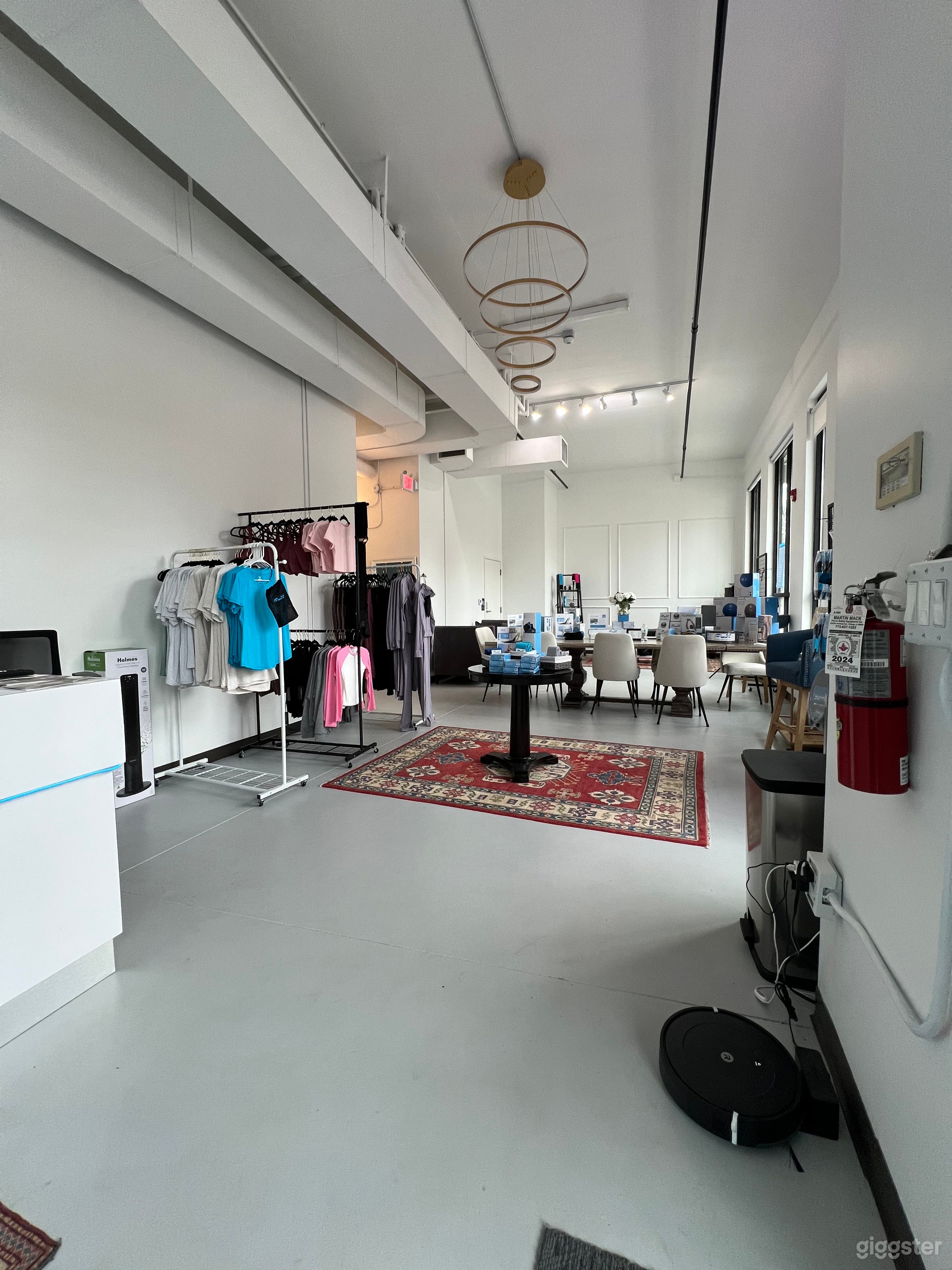 All racks can be rolled into our storage room; front desk can not be moved. 