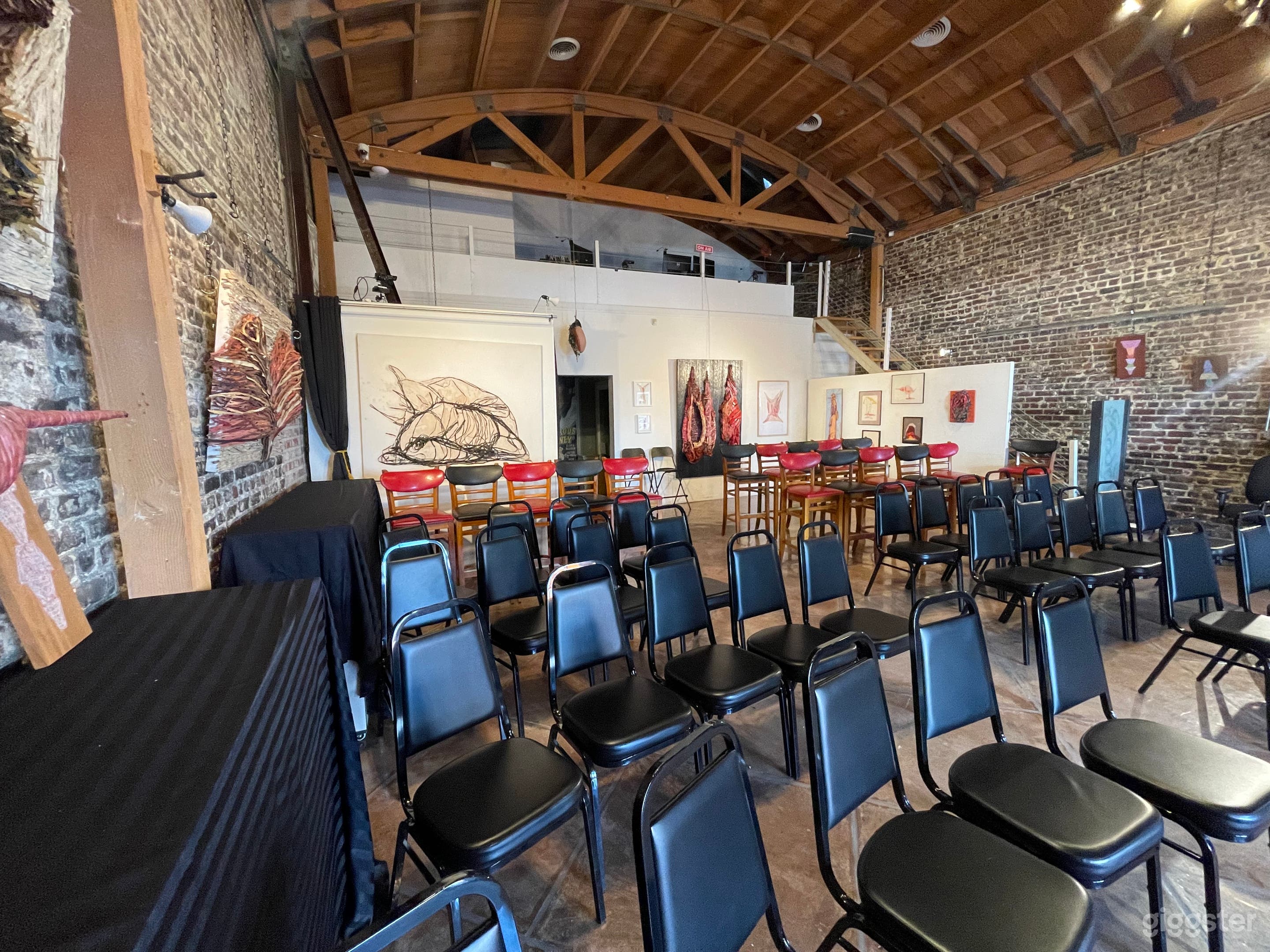 Back of the space, seen from the stage area.