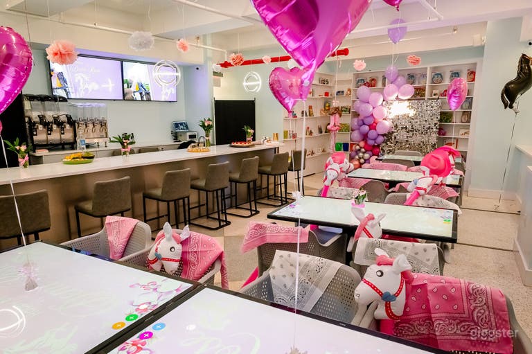  Cafe. Our interactive tables can be customized with games, themes, or branding to match your party. Café rentals also include access to the playground for all your guests. 