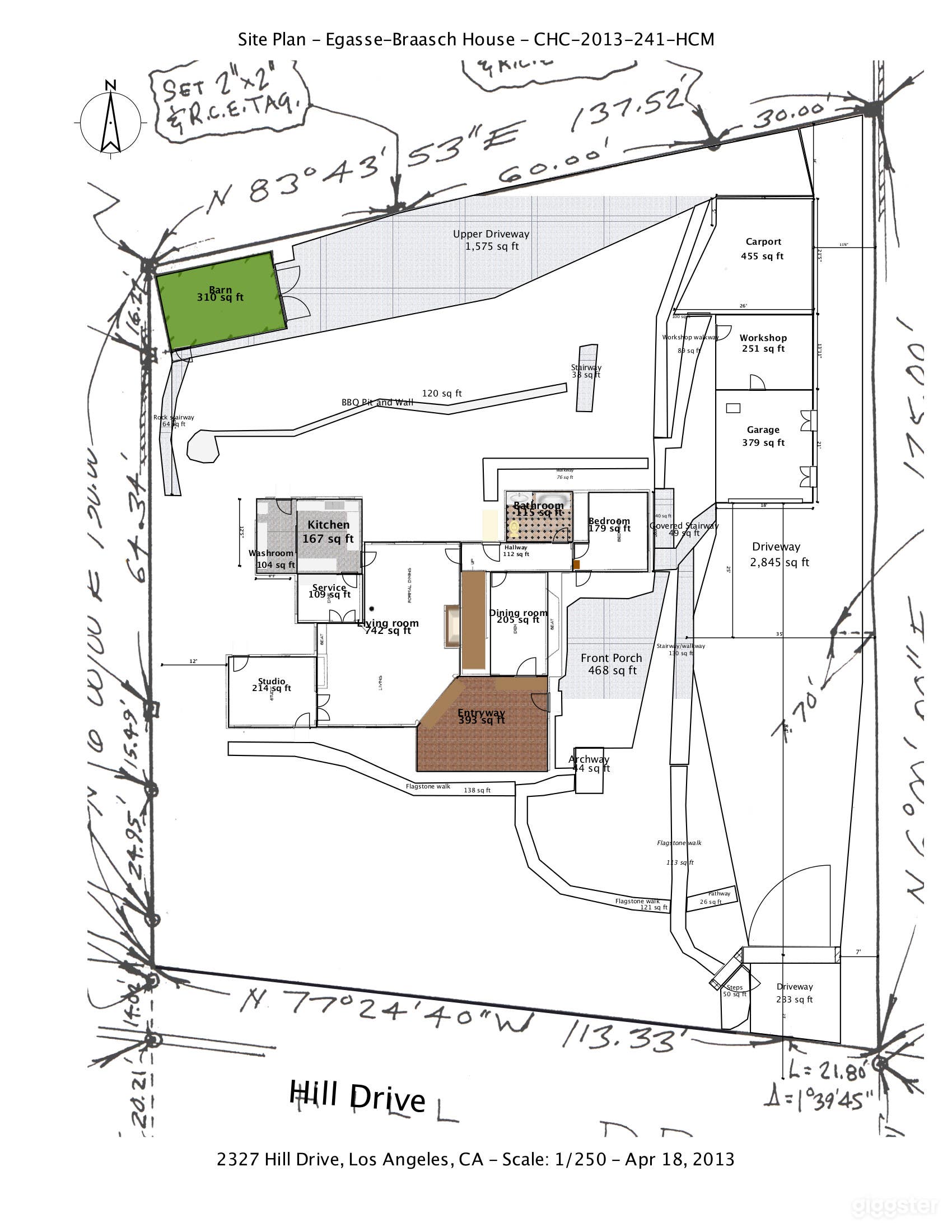 Siteplan of entire property, drawn overlay on a LA County map