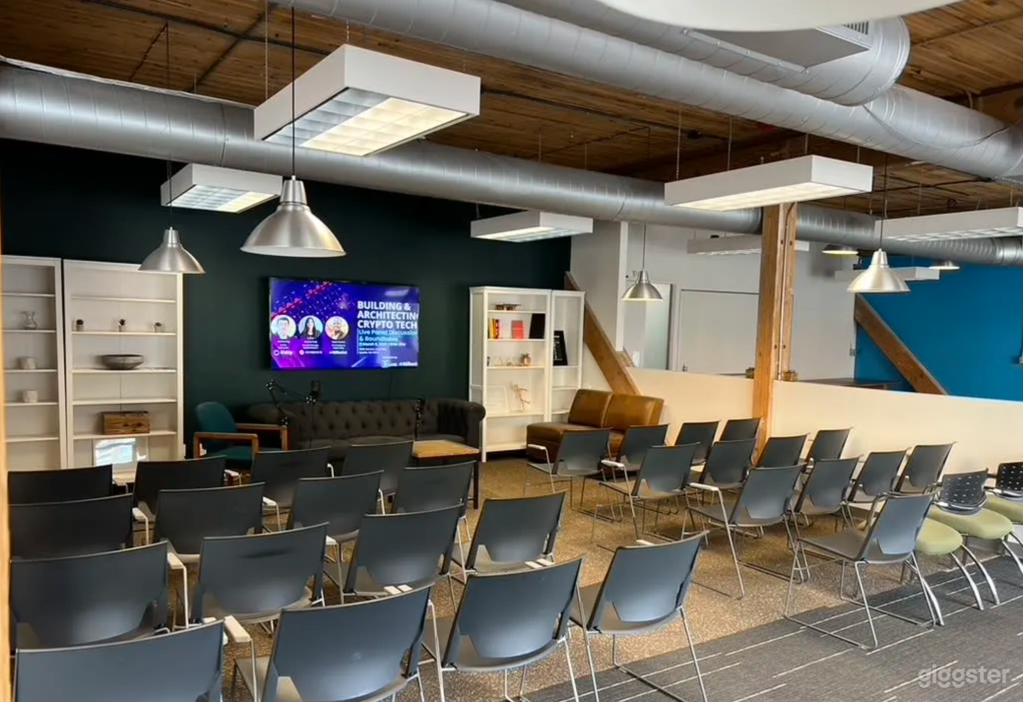 Event space with stadium seating.