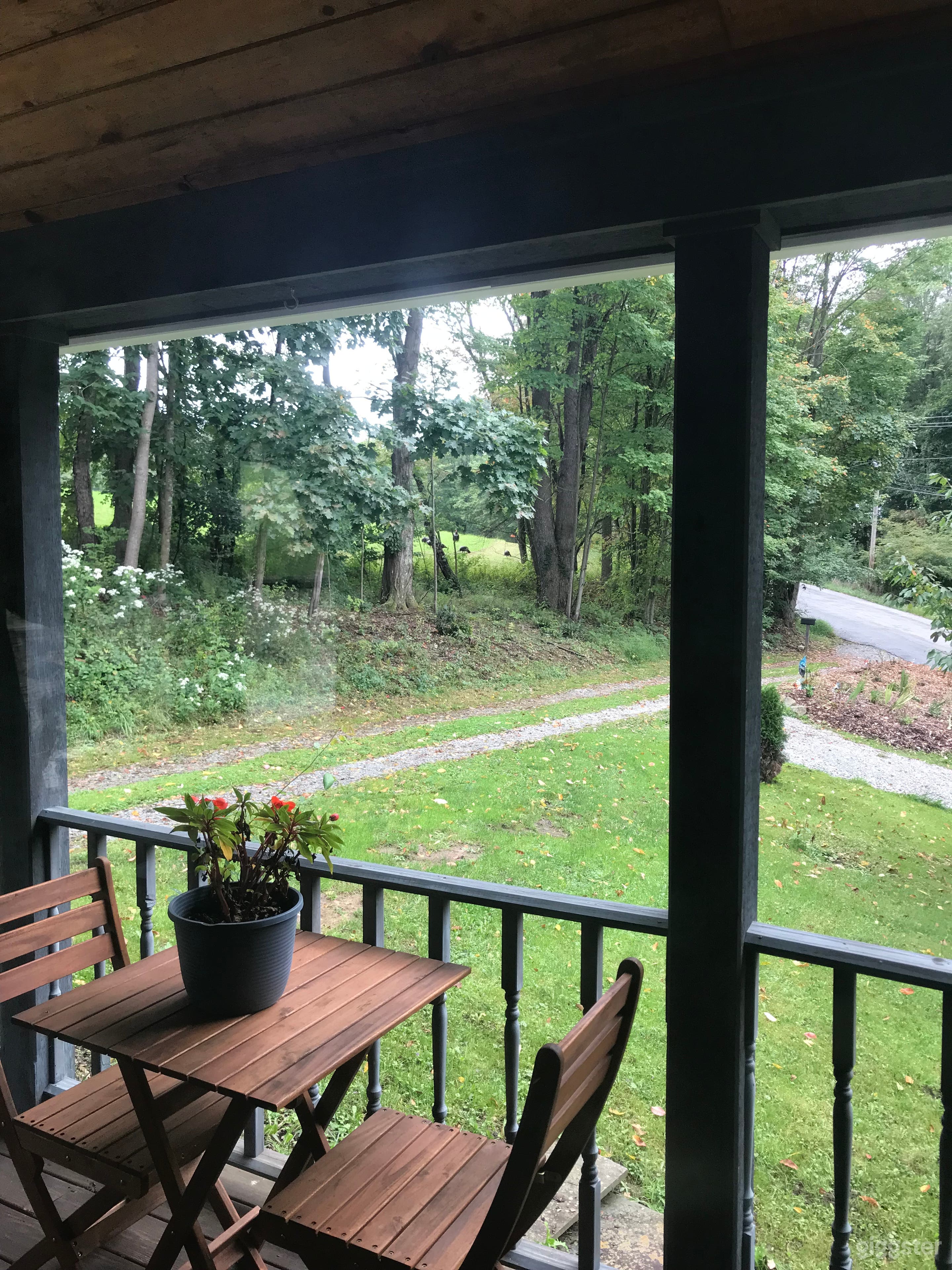 View of road from house (before porch repaint)