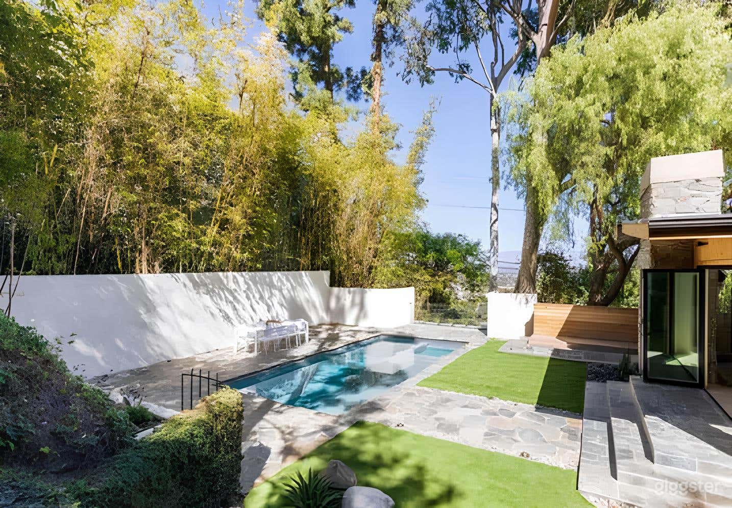 Stylish Mid-Century Sparkling Pool Photo 2