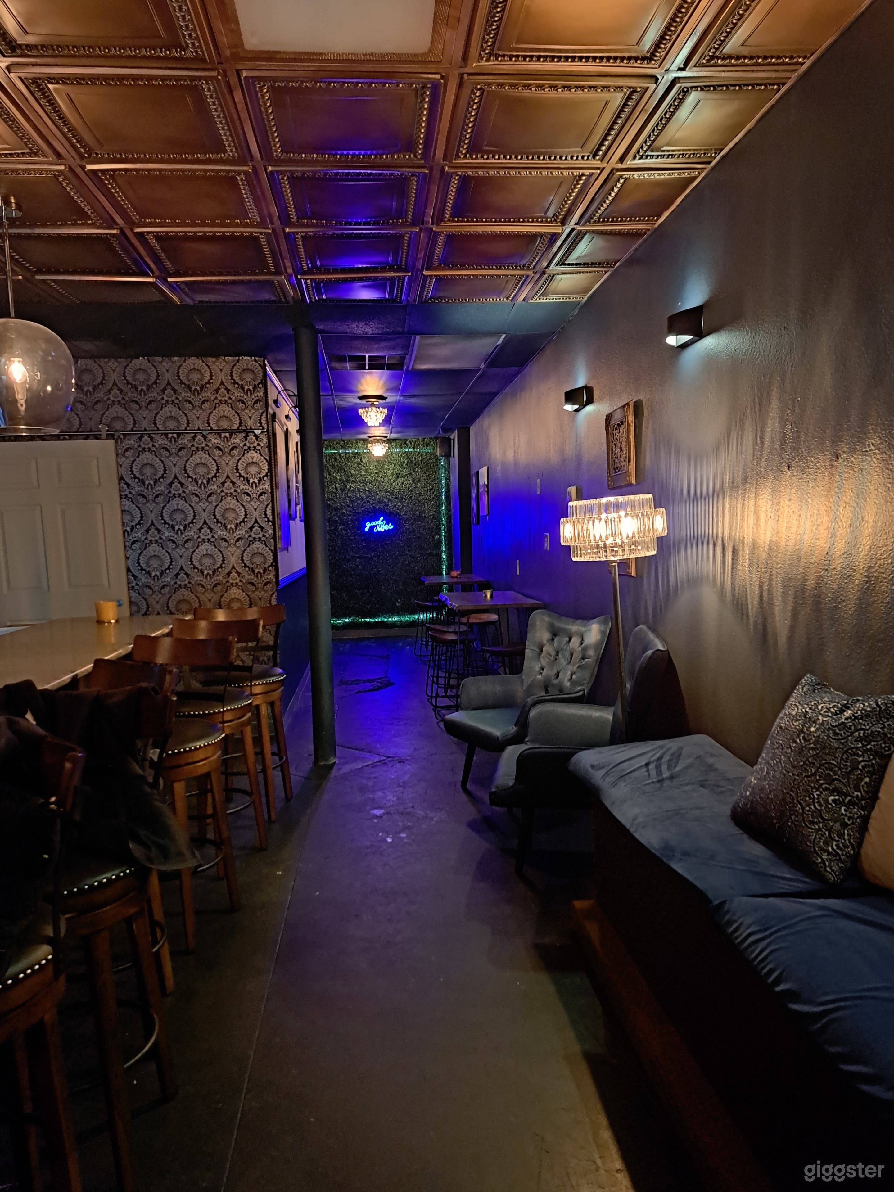 view from halfway through to the back