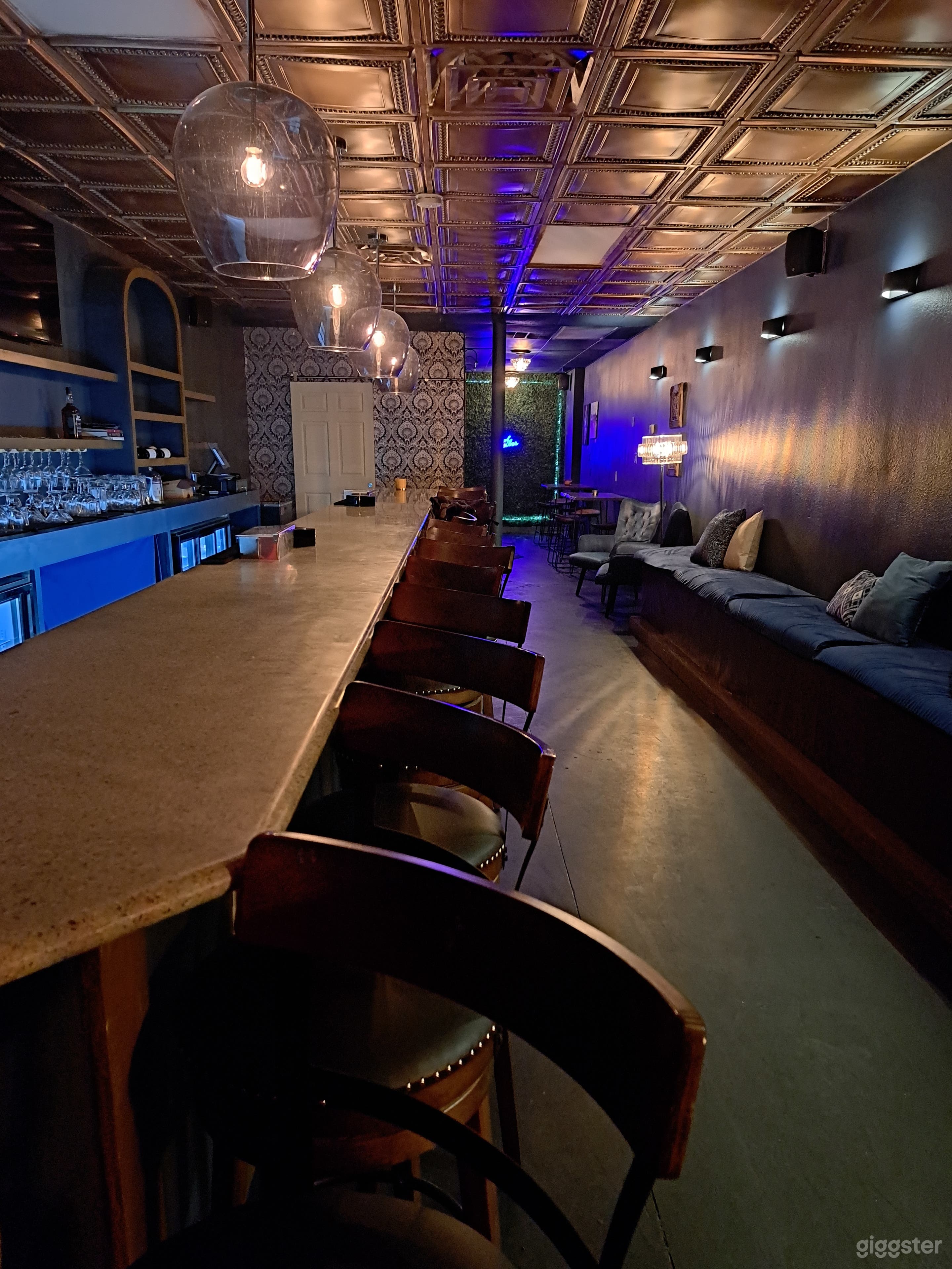 view from beginning of bar to the back