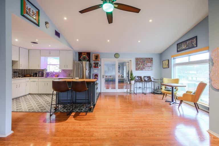  Custom furniture throughout house including this beautiful Teak Wood island. Dog door goes into backyard for small to med size dogs.  
