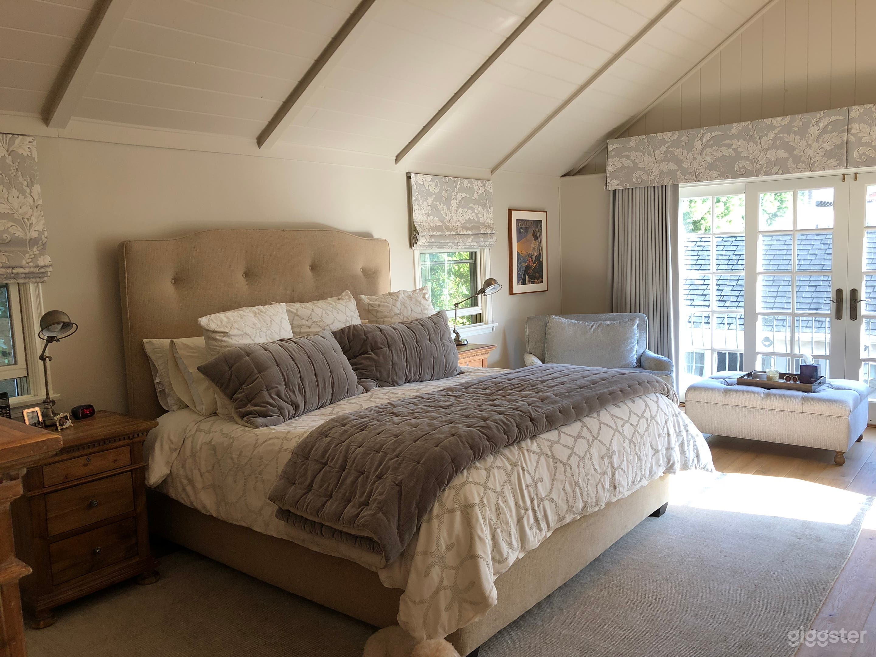 Stunning 450 sq ft master bedroom with high pitched ceilings