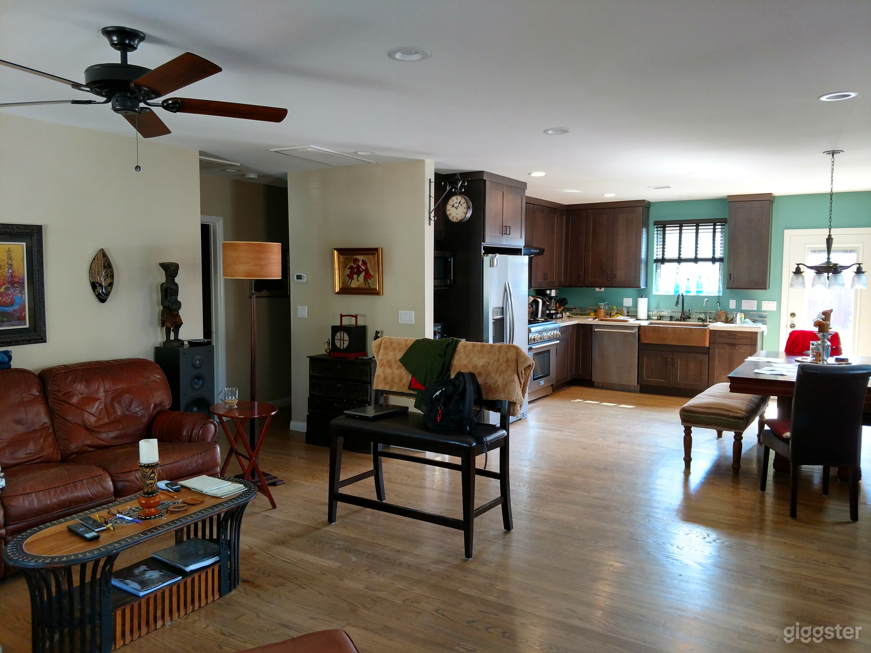 Open living room and kitchen.