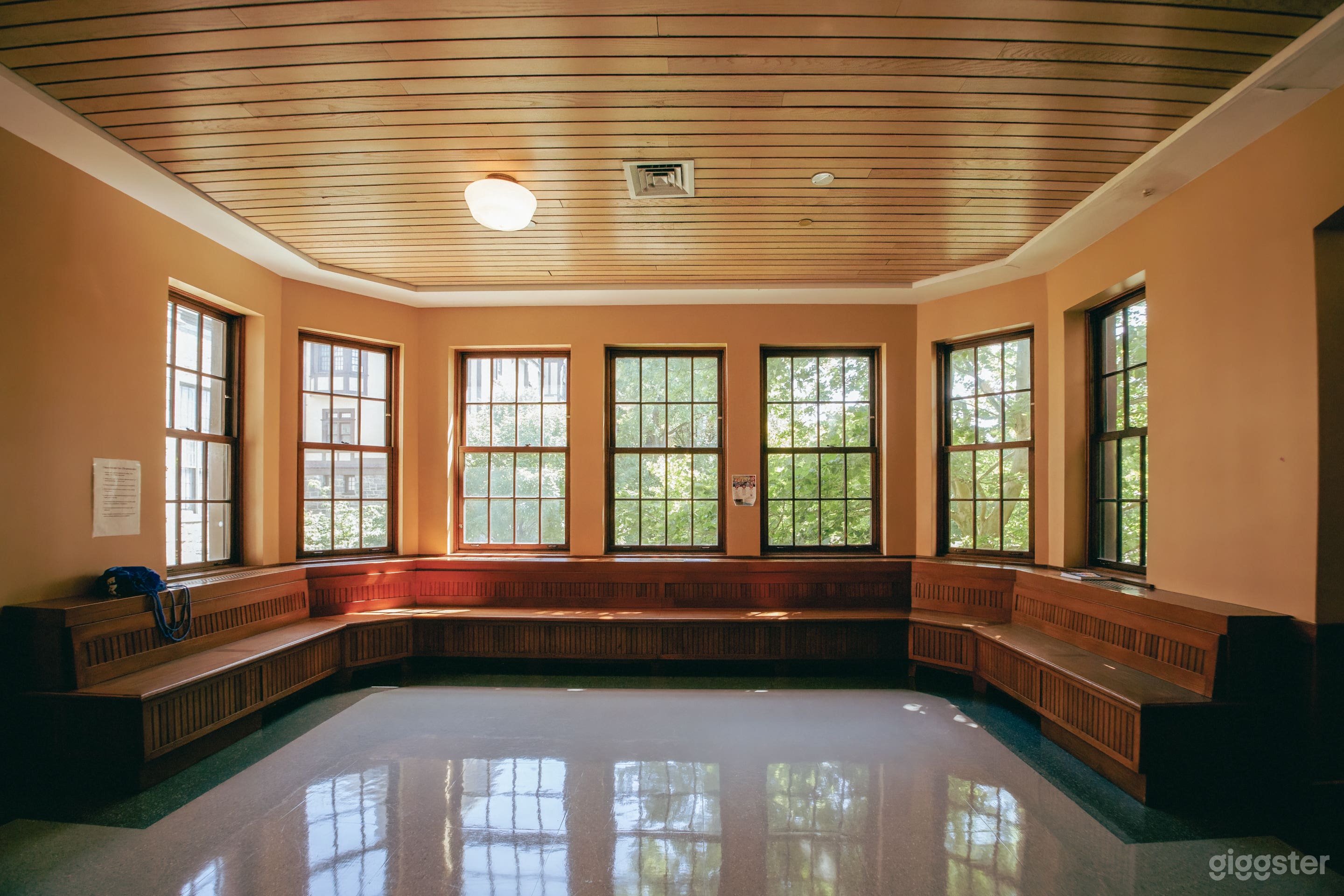 Contemporary Gym with Natural Wood Tones Photo 2