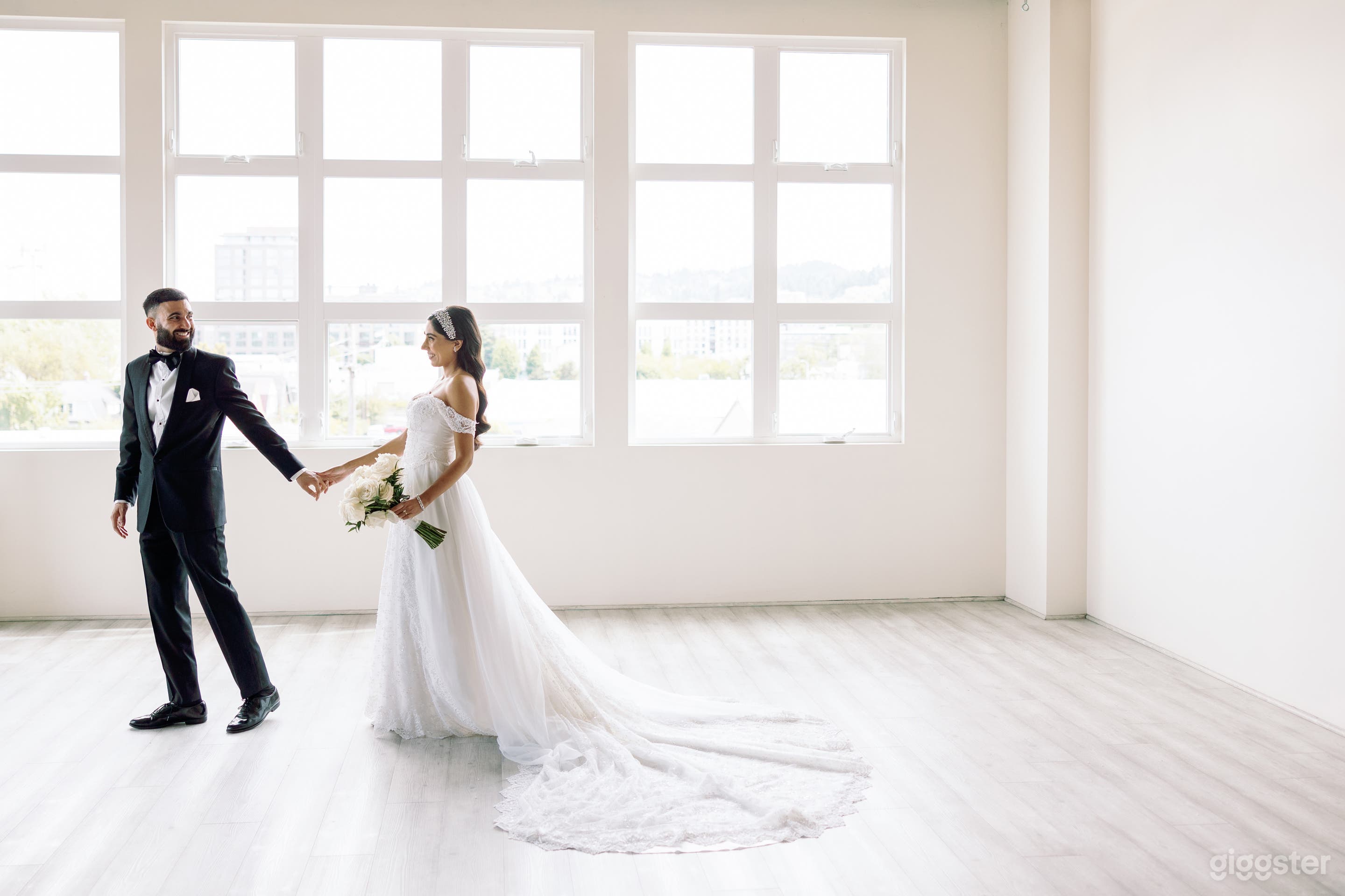 Wedding Portraits are a common occurrence in the studio especially when you need even light or a cover from the rain!