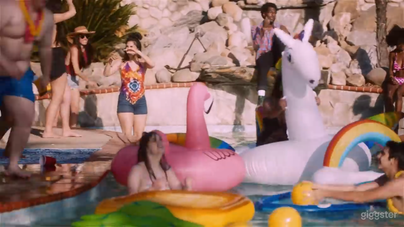 Scene from pool yard video shoot