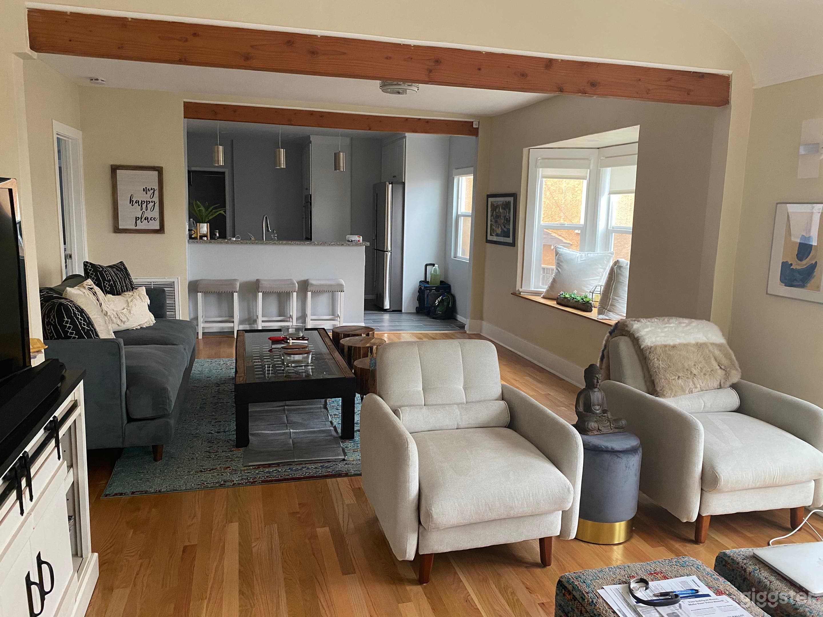 Front door view of both sitting areas 