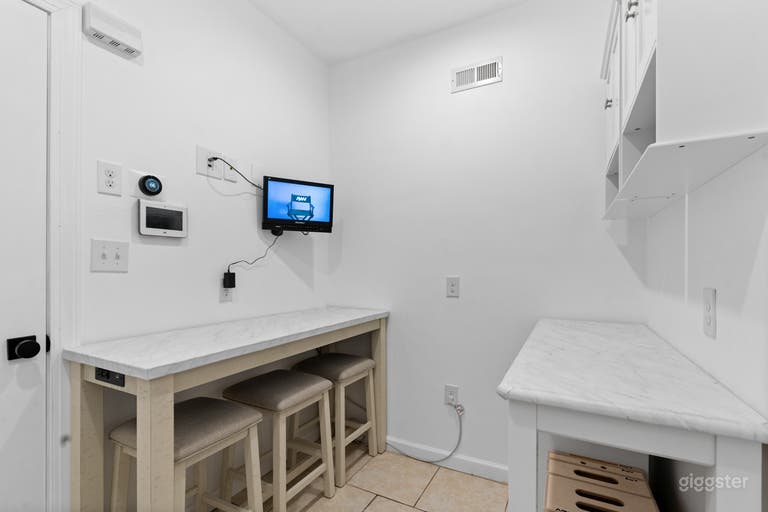  Video Village is a separate room with a direct HDMI feed from the studio room. This is perfect for live streaming, client viewing, or a producers sapce 