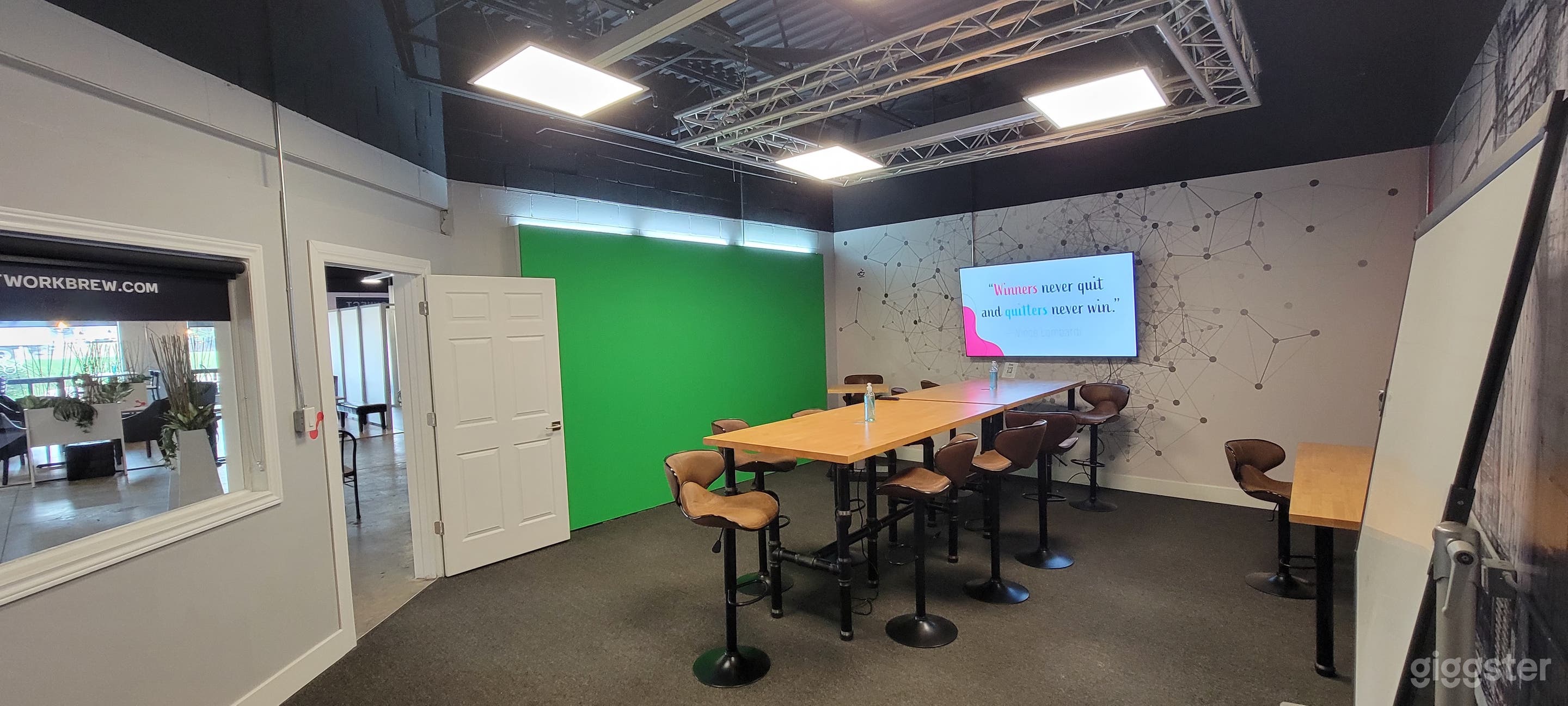 The presentation theatre comes with a green screen for easy editing of content.