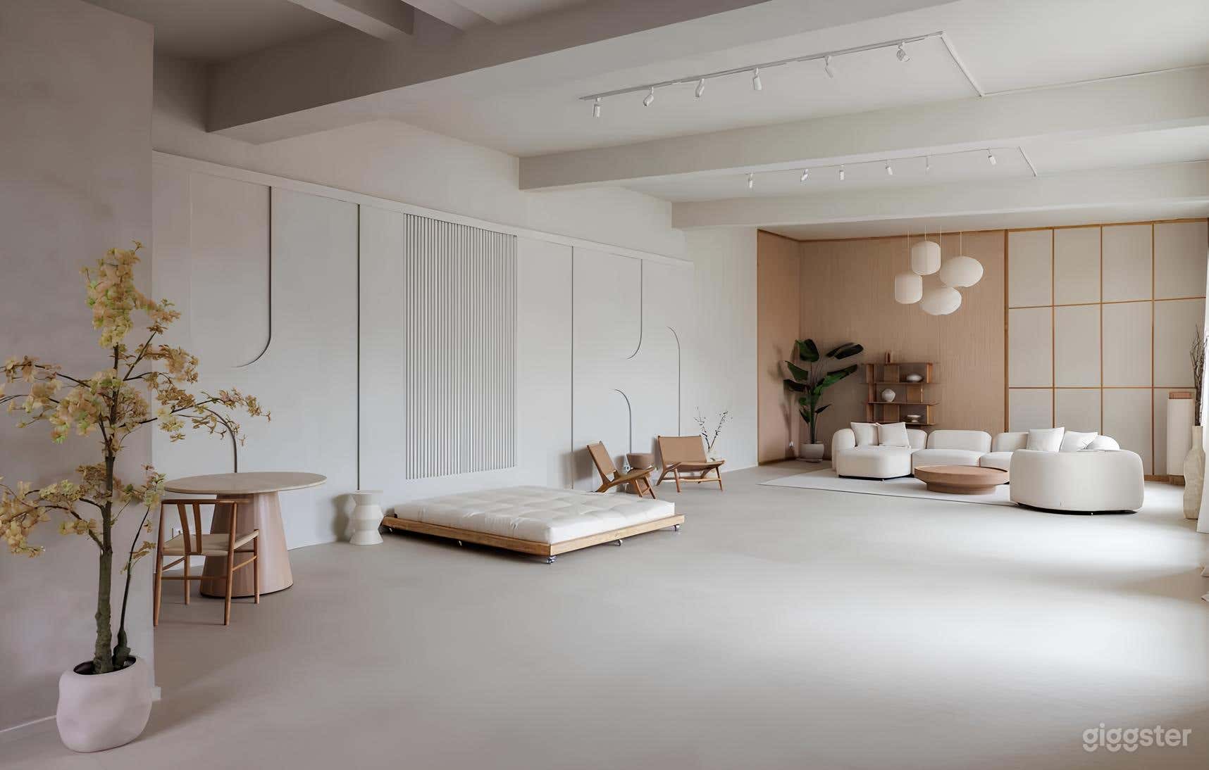 Ein minimalistisches, helles Japandi Loft Studio Foto 4