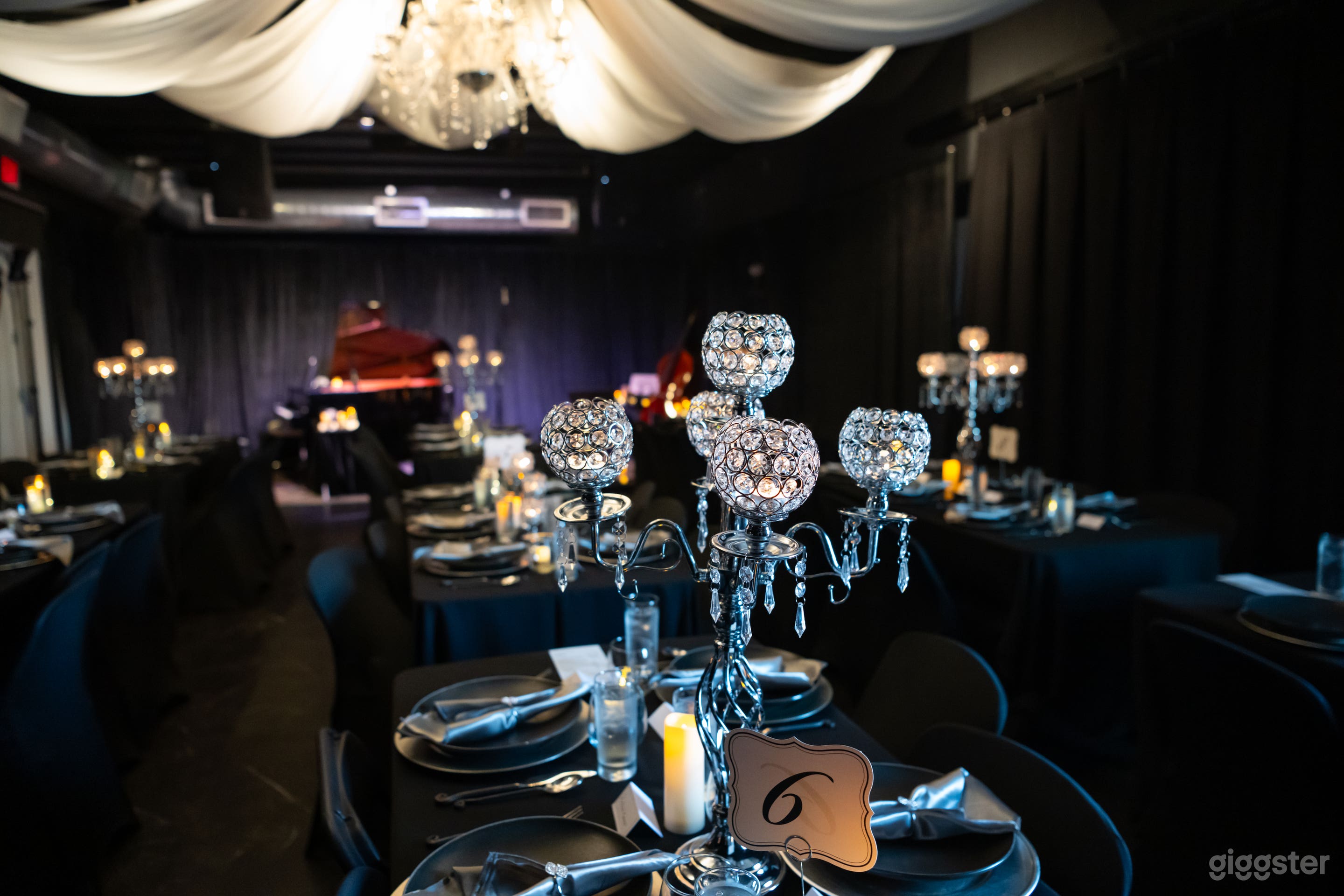 Our 800 Square foot Recital Hall is a more acoustically live space with a gorgeous Yamaha Grand Piano, great sound system and stage lighting! 