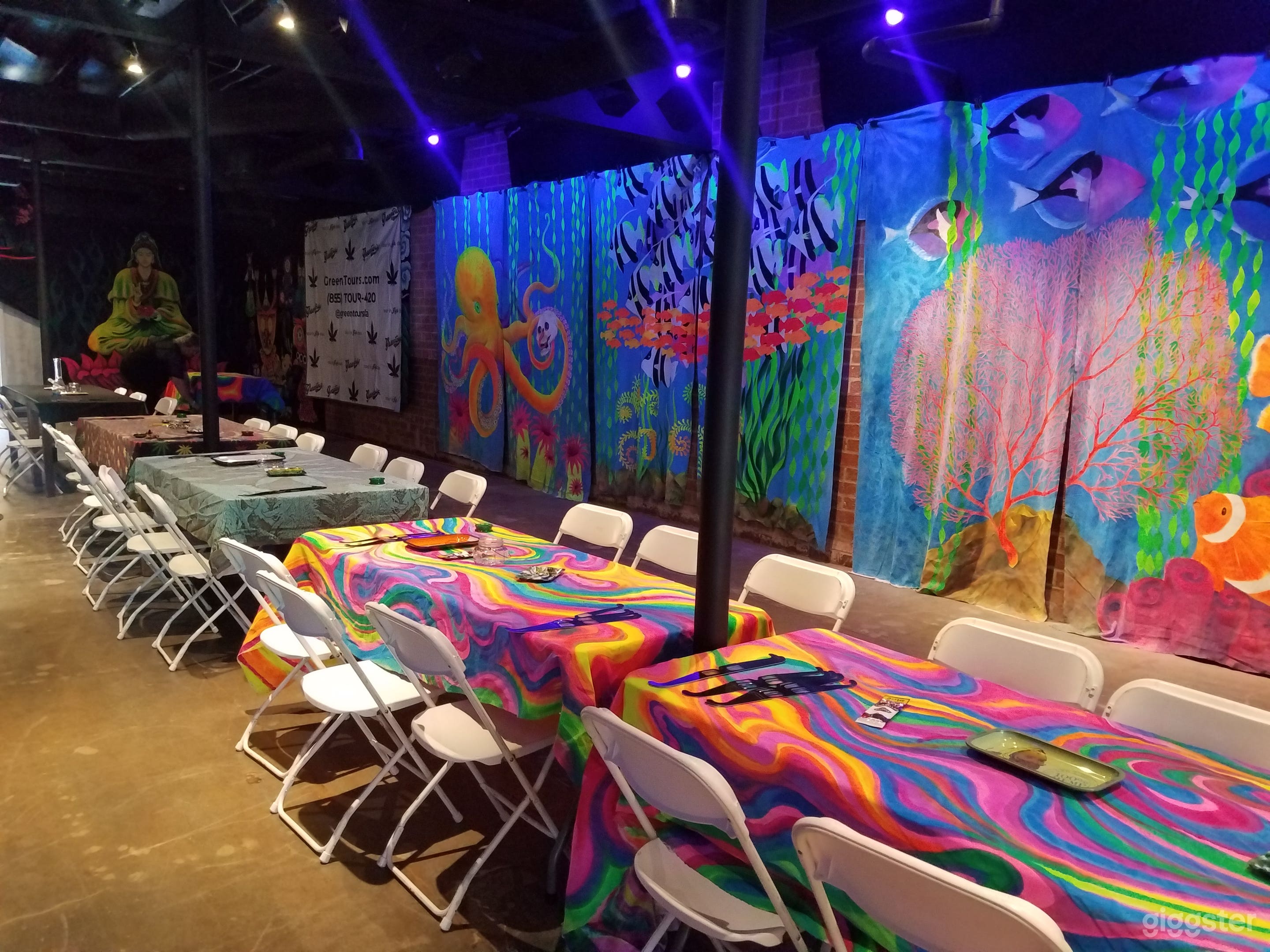 Fits over 100 people seated