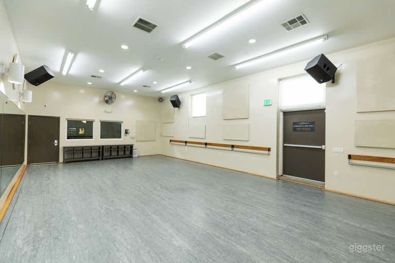  Studio B1
36&#x27;W x 20&#x27;D ~ (750 sq ft)
MAX Occupancy = 25 people
12ft ceiling 
Natural light w/ room darkening shades
Individually controlled A/C
Sprung grey Marley ballet floor
Wall-mounted ballet barres
34&#x27;W x 7&#x27;H ~ Wall of Mirrors
State-of-art sound 