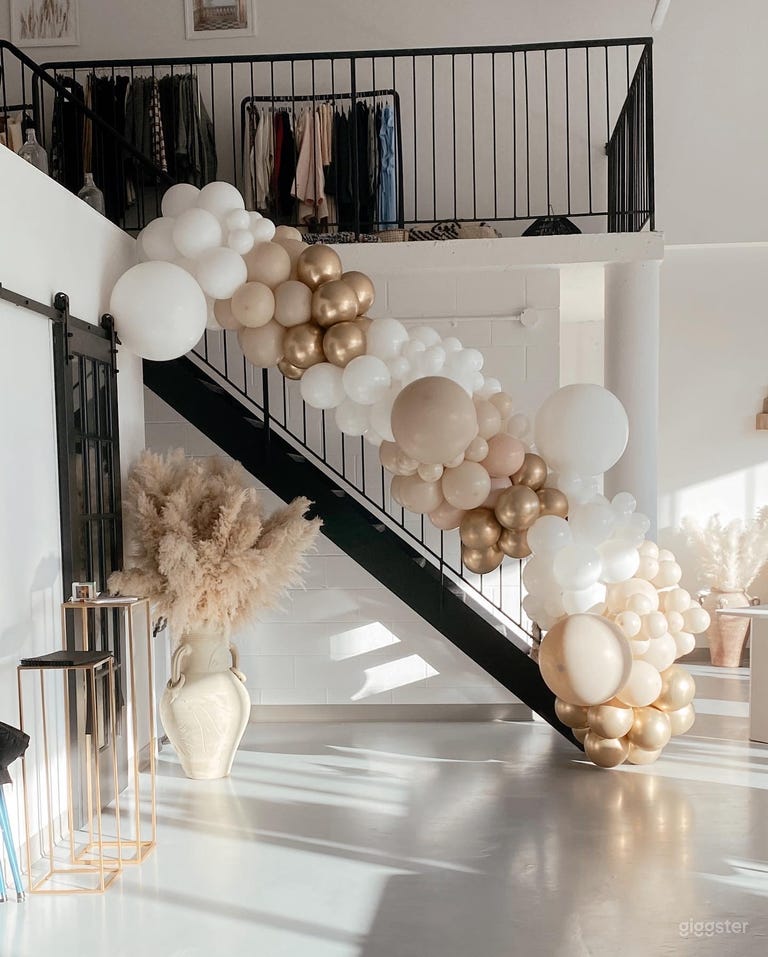  Balloons for a private event in our stairs. Ballons are an extra. We work with a talented person and we can send you a custom quote if you want to add this extra! 