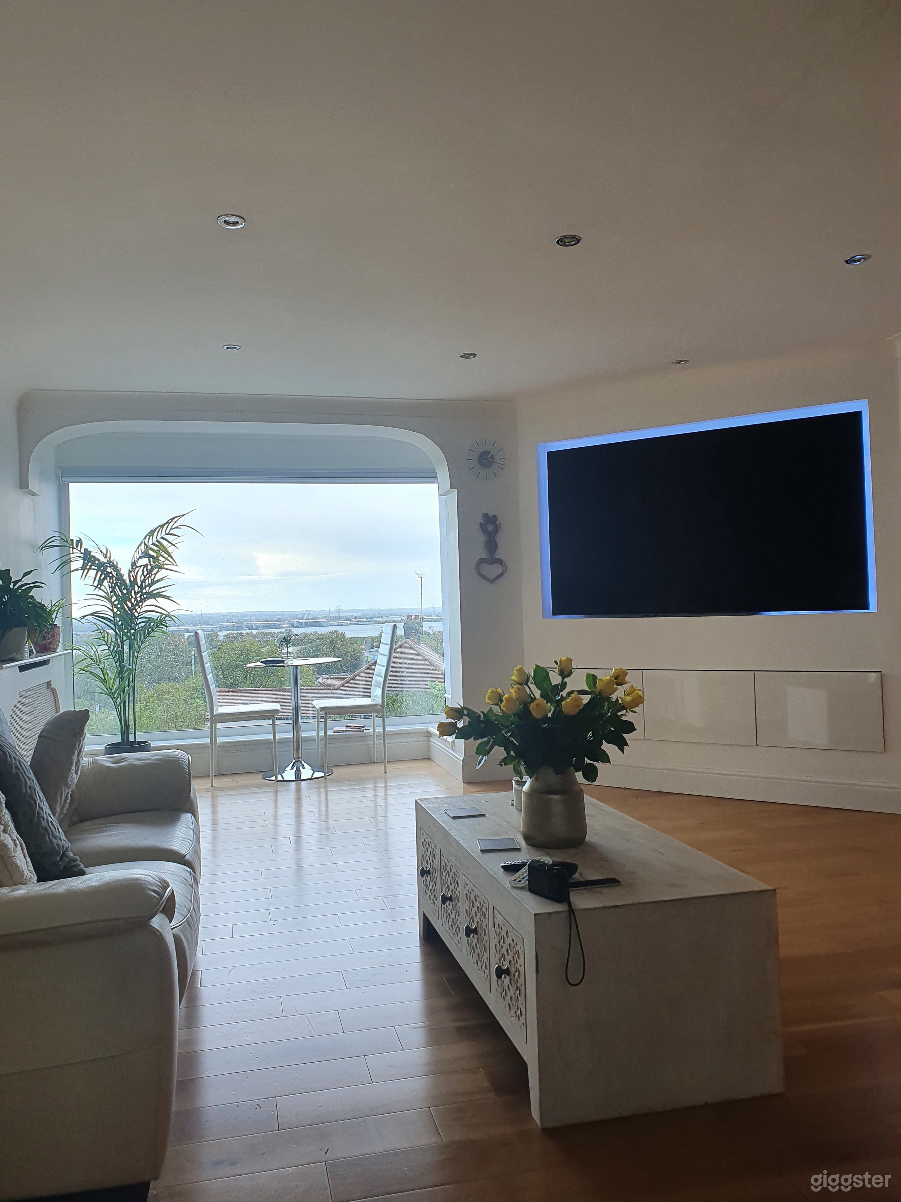 Natural lit modern lounge area 