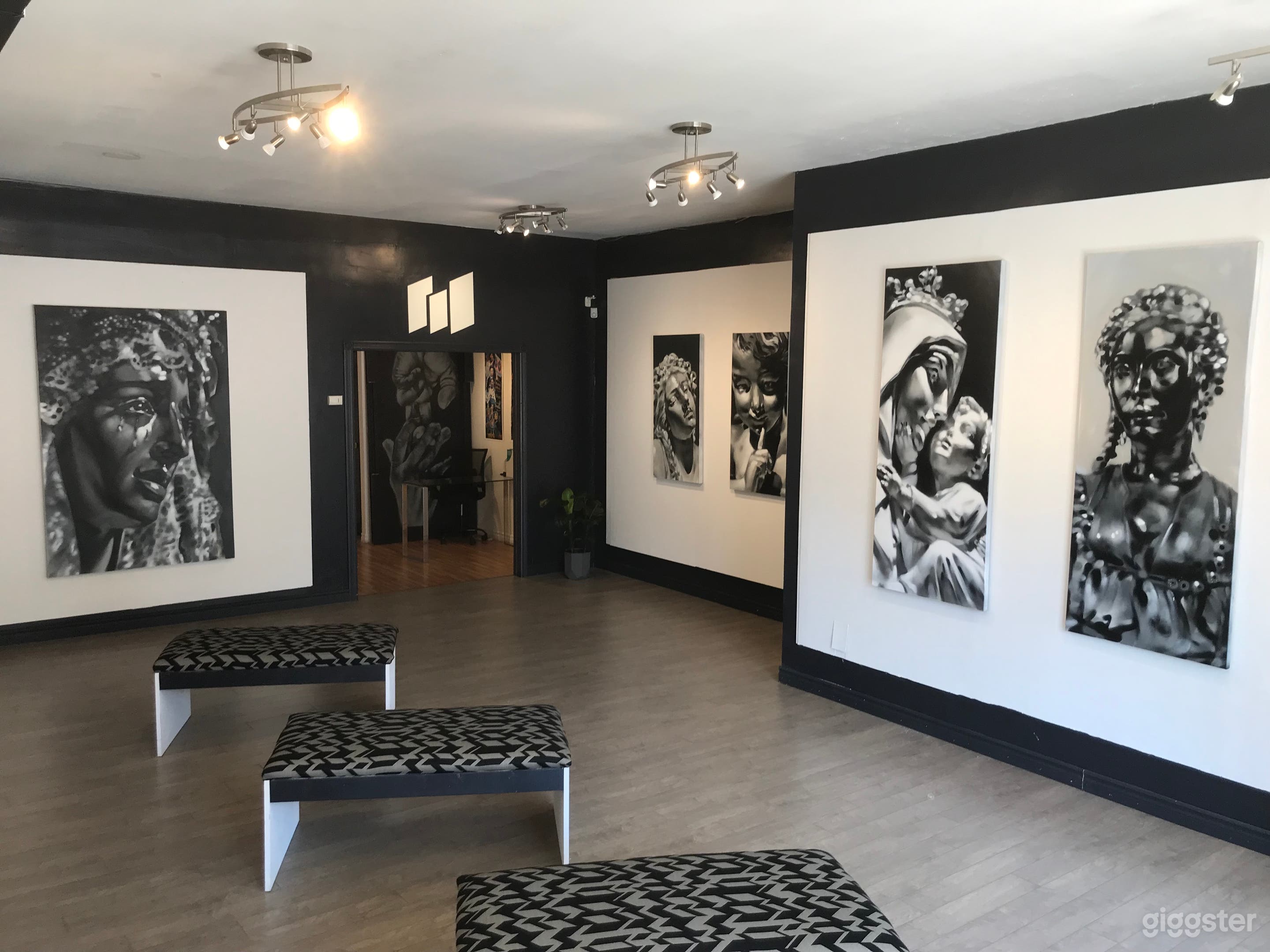 Main floor art exhibit.