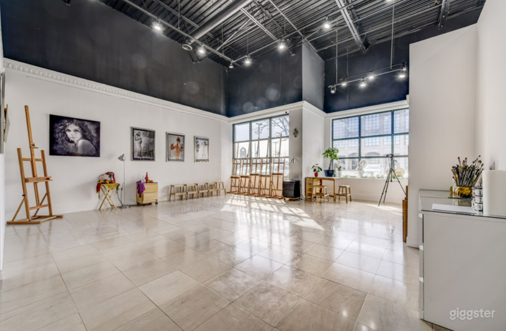 Natural light pours in in abundance from large windows.