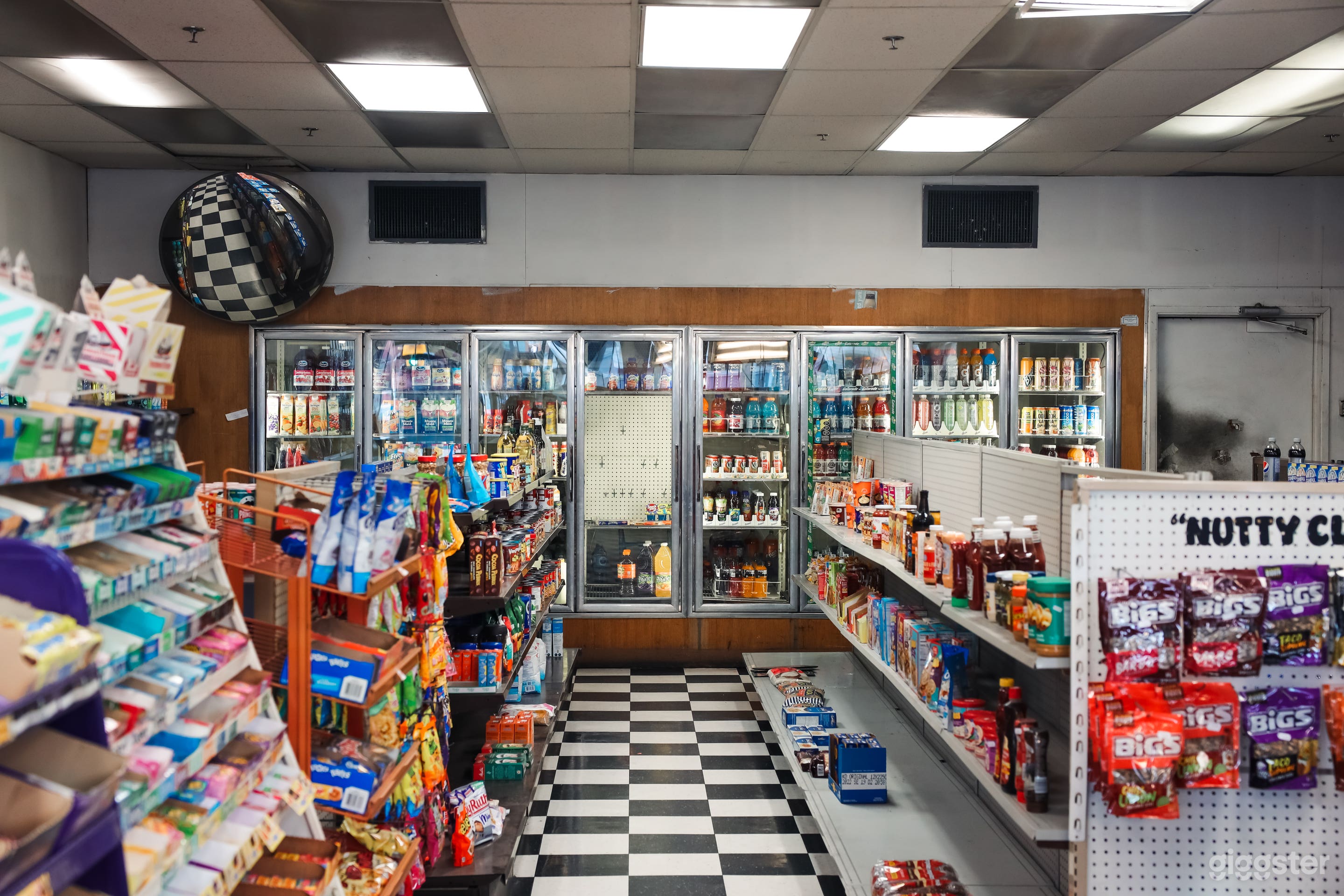 Walk-in cooler in the back of the store. 