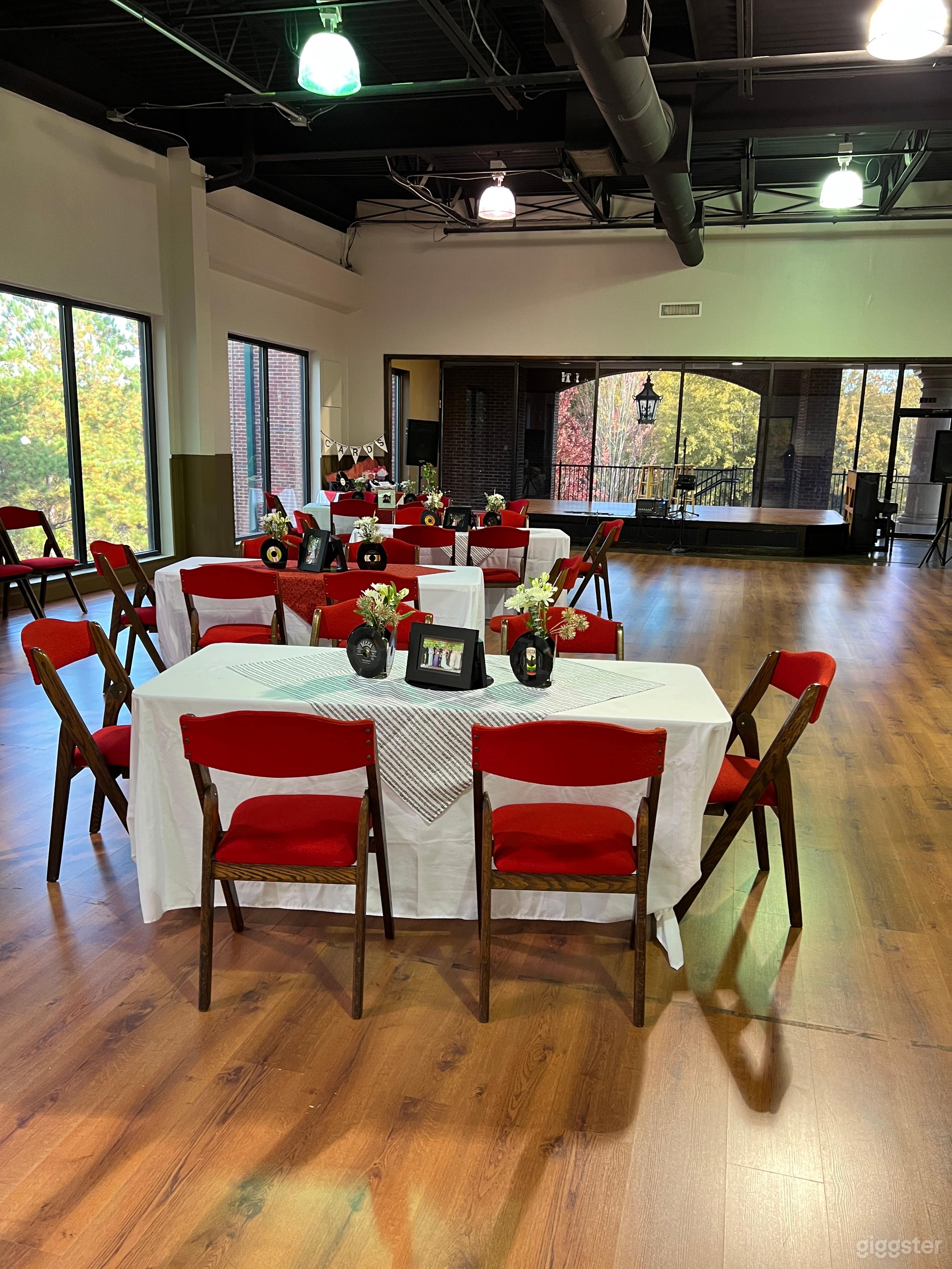 Recital Hall: Fits 150. Includes a stage, small sound system