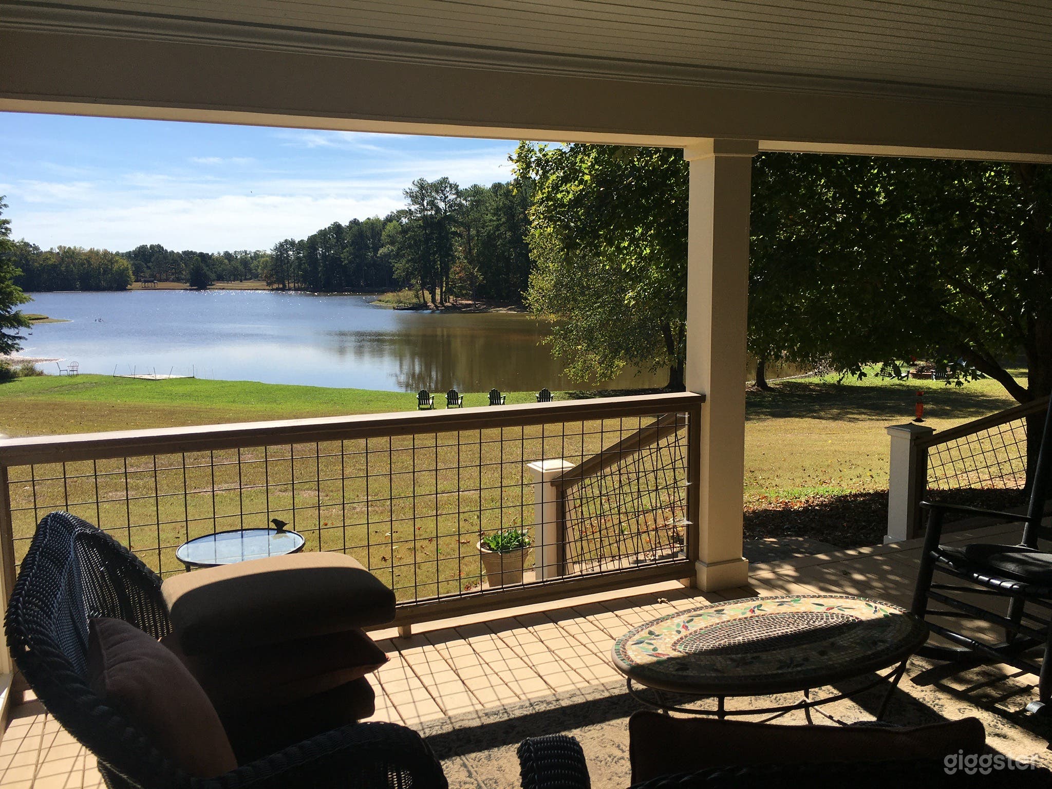view of the lake from the porch