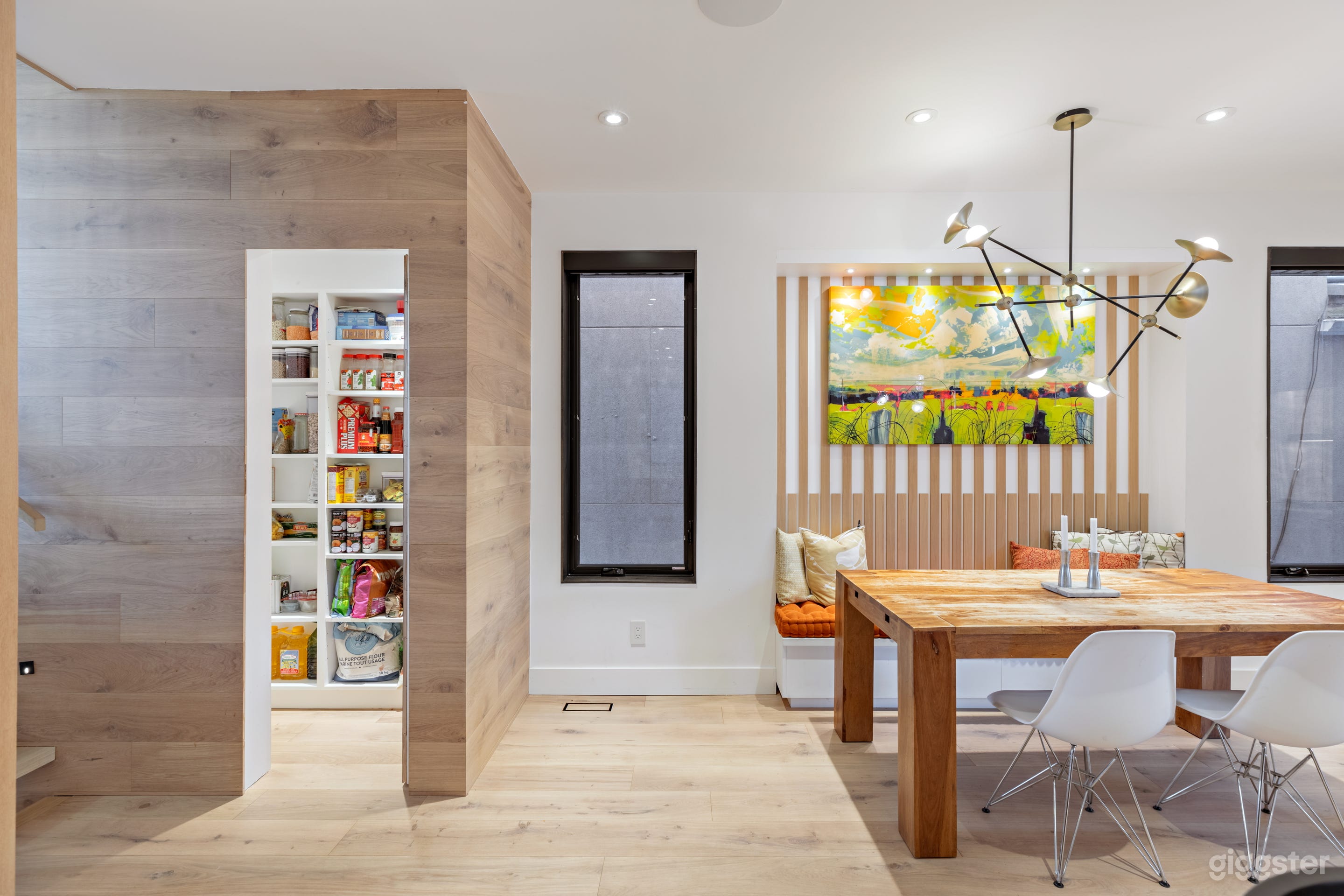 Dining area with open pantry door