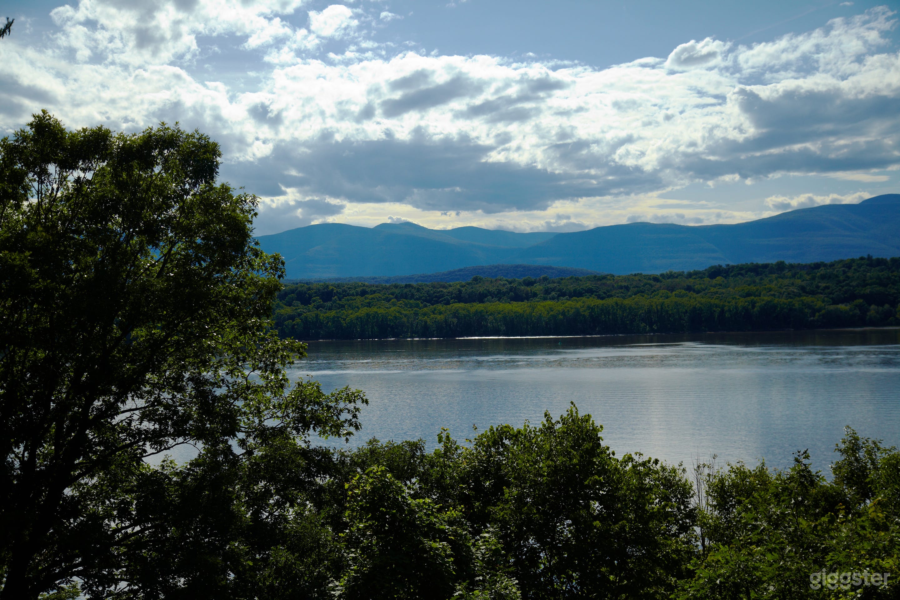 View of the Hudson River and Catskill Mountains from the porch