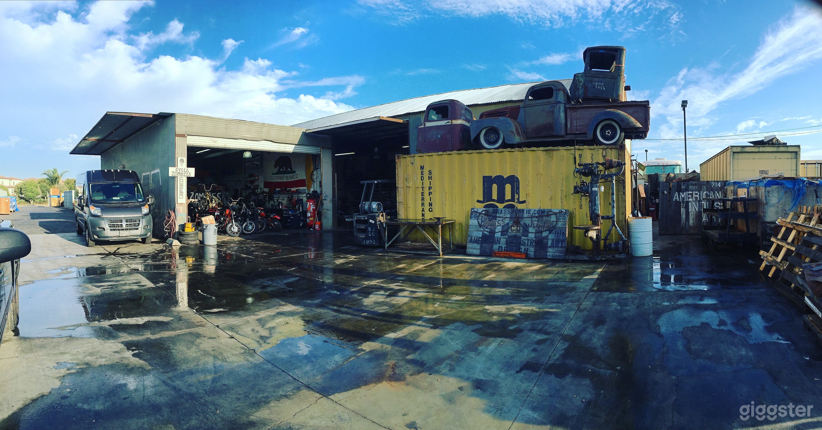 1920's built Corrugated shop  lots of patina, color, and old cars if desired 