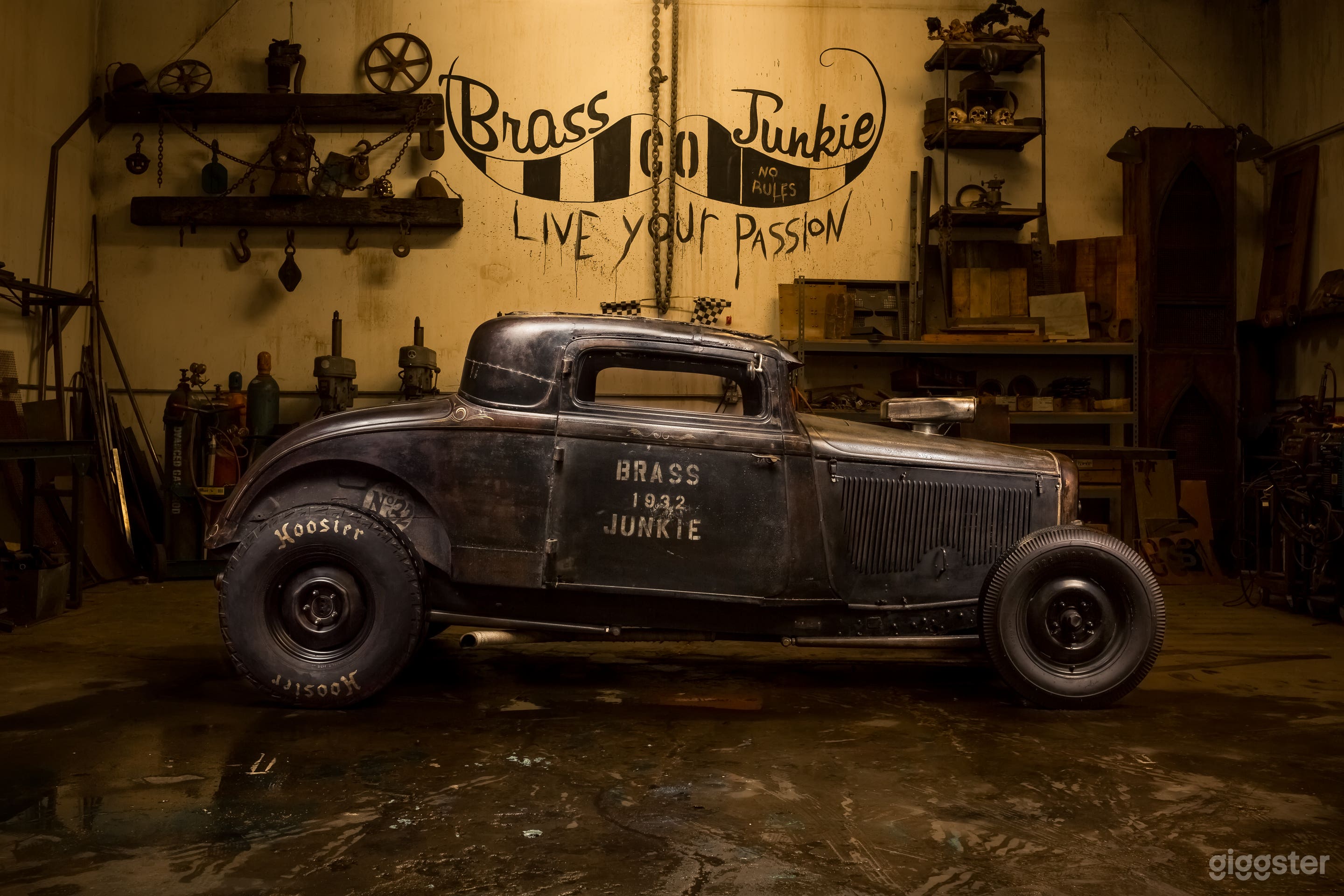 One of the many hot rods available for back drops 