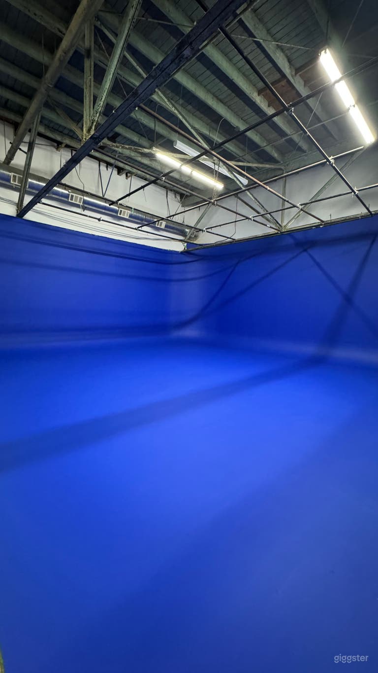  Chroma Blue Cyc Stage in LA Warehouse Film Studio 