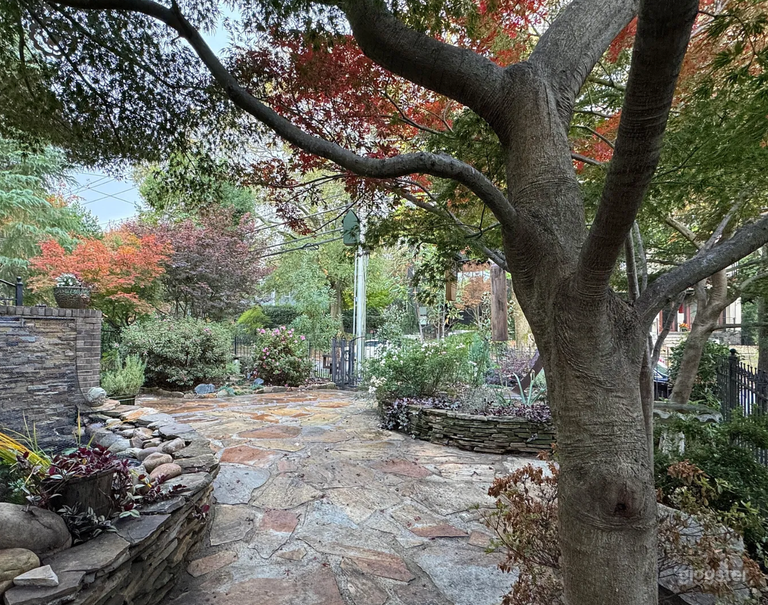  Zen flagstone courtyard with koi pond and perennial garden 
