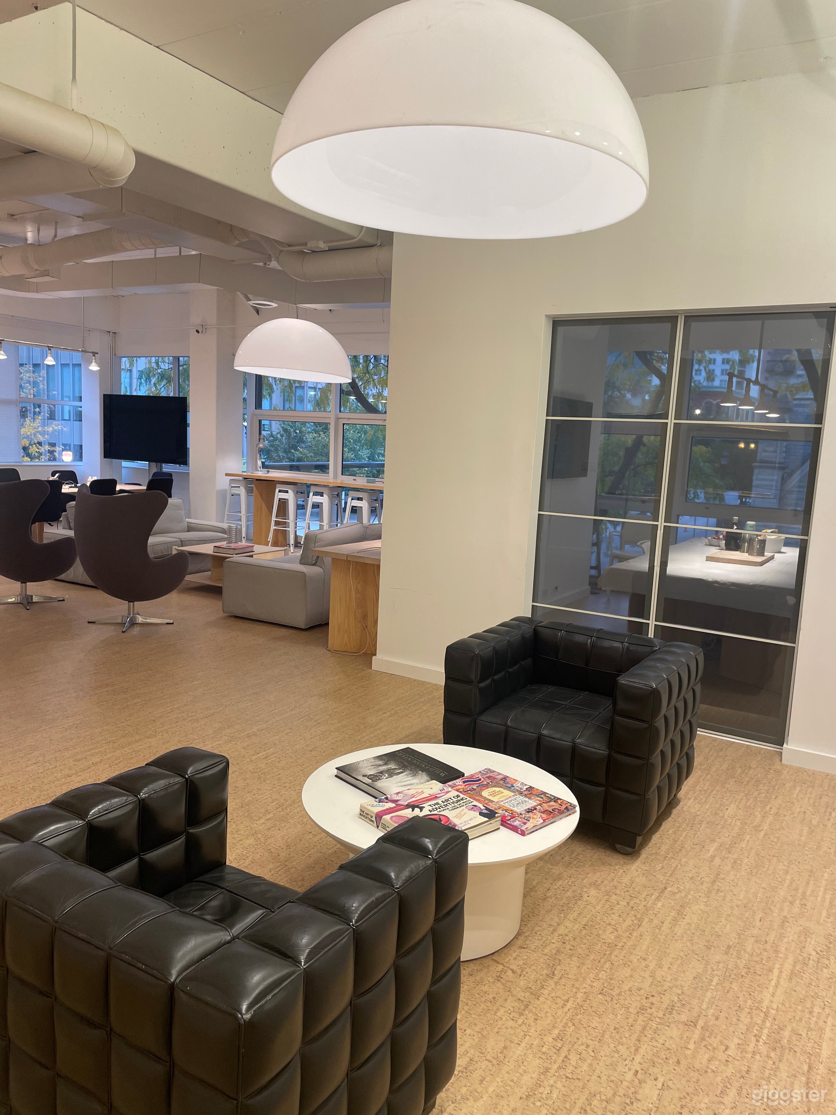 Small side training/breakout room with monitors and sliding doors