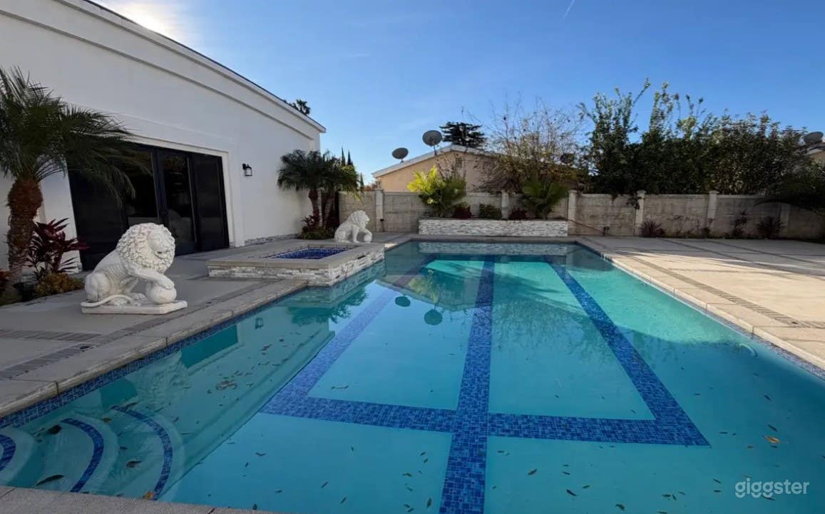 Pool Framed with Modern Stone Photo 2