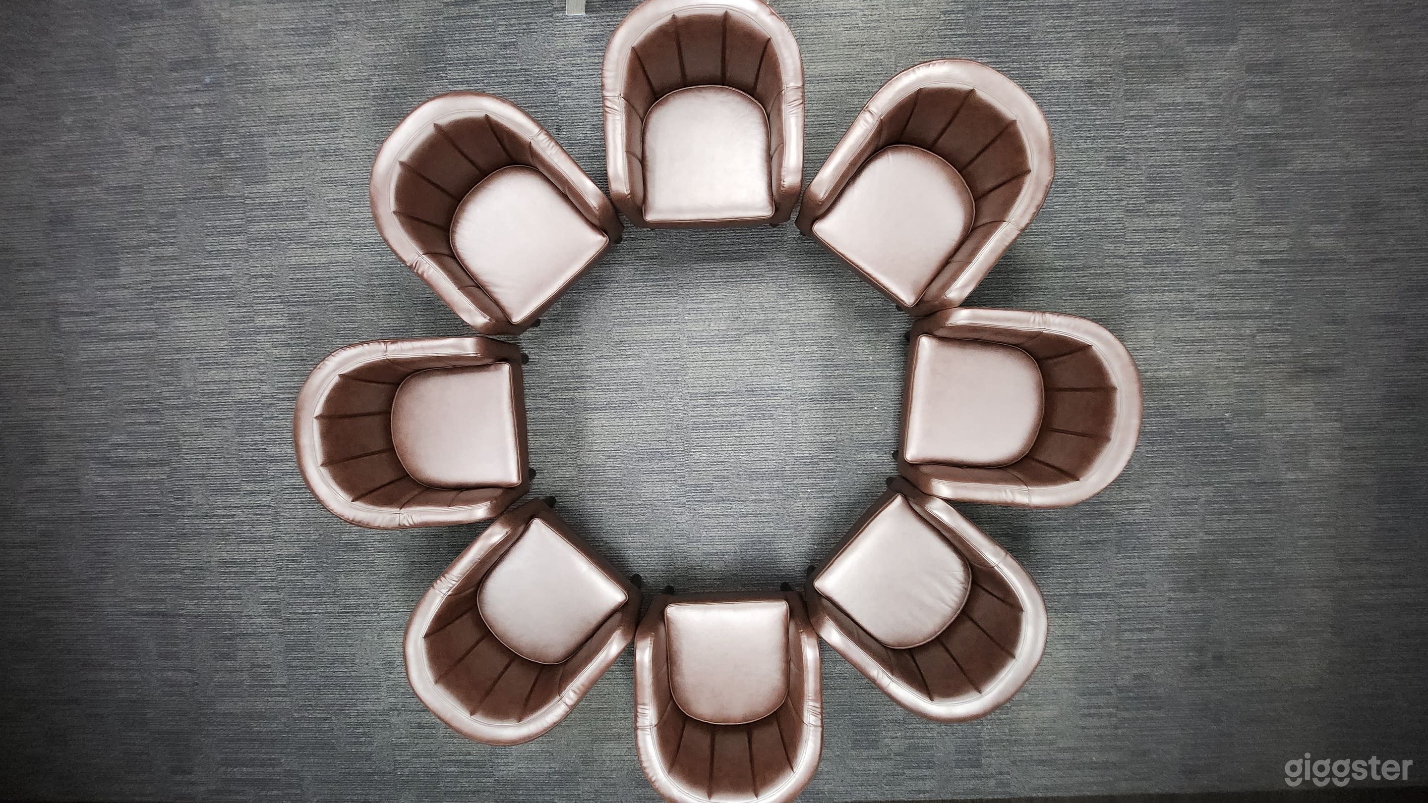Our Solution Room can be used for multiple purposes. Our soft brown lounge chairs and ottomans can be arranged for any experience.