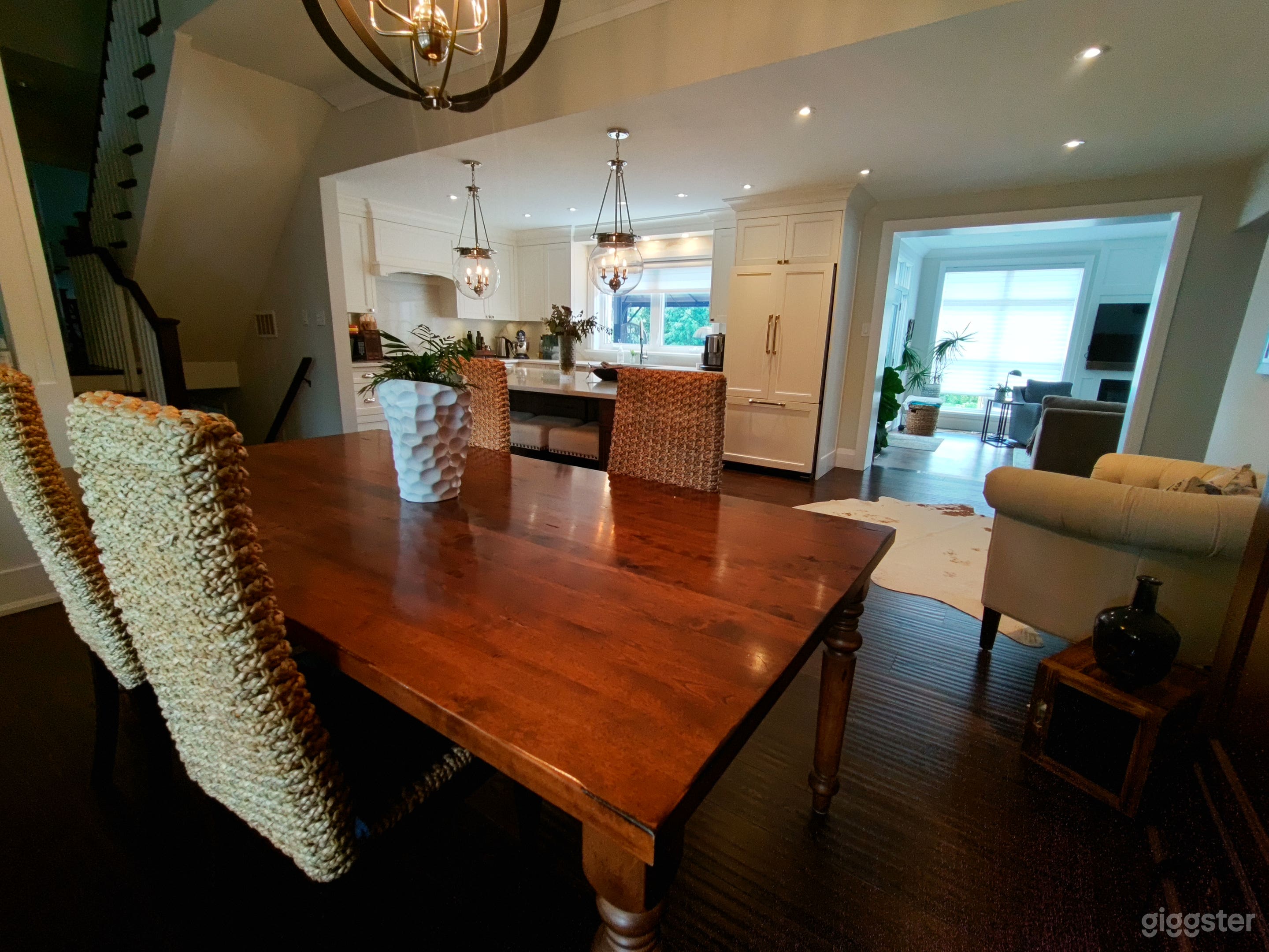 Open kitchen, Wolfe gas range, 