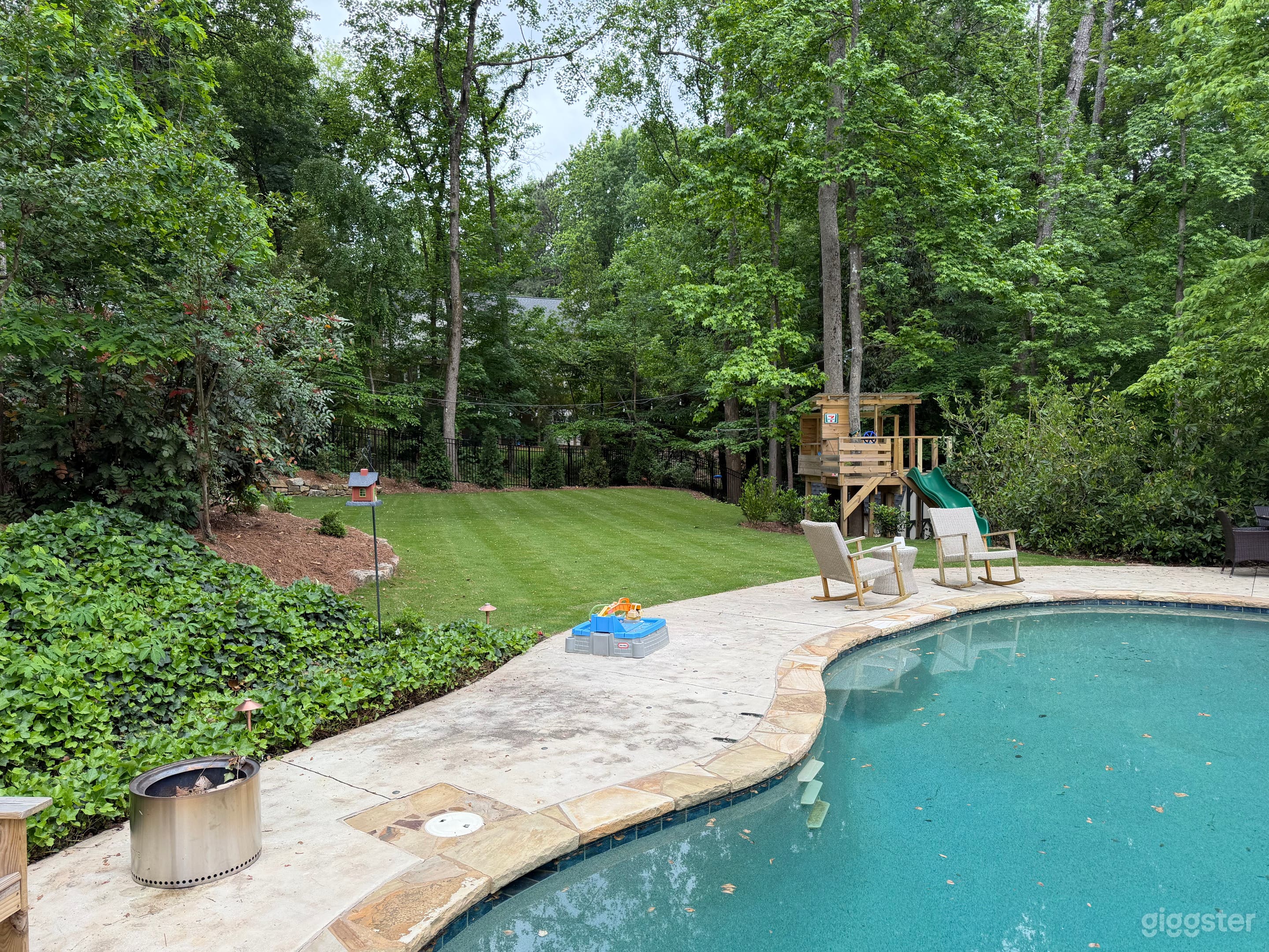 Pool scene with professional landscape tree house Photo 3