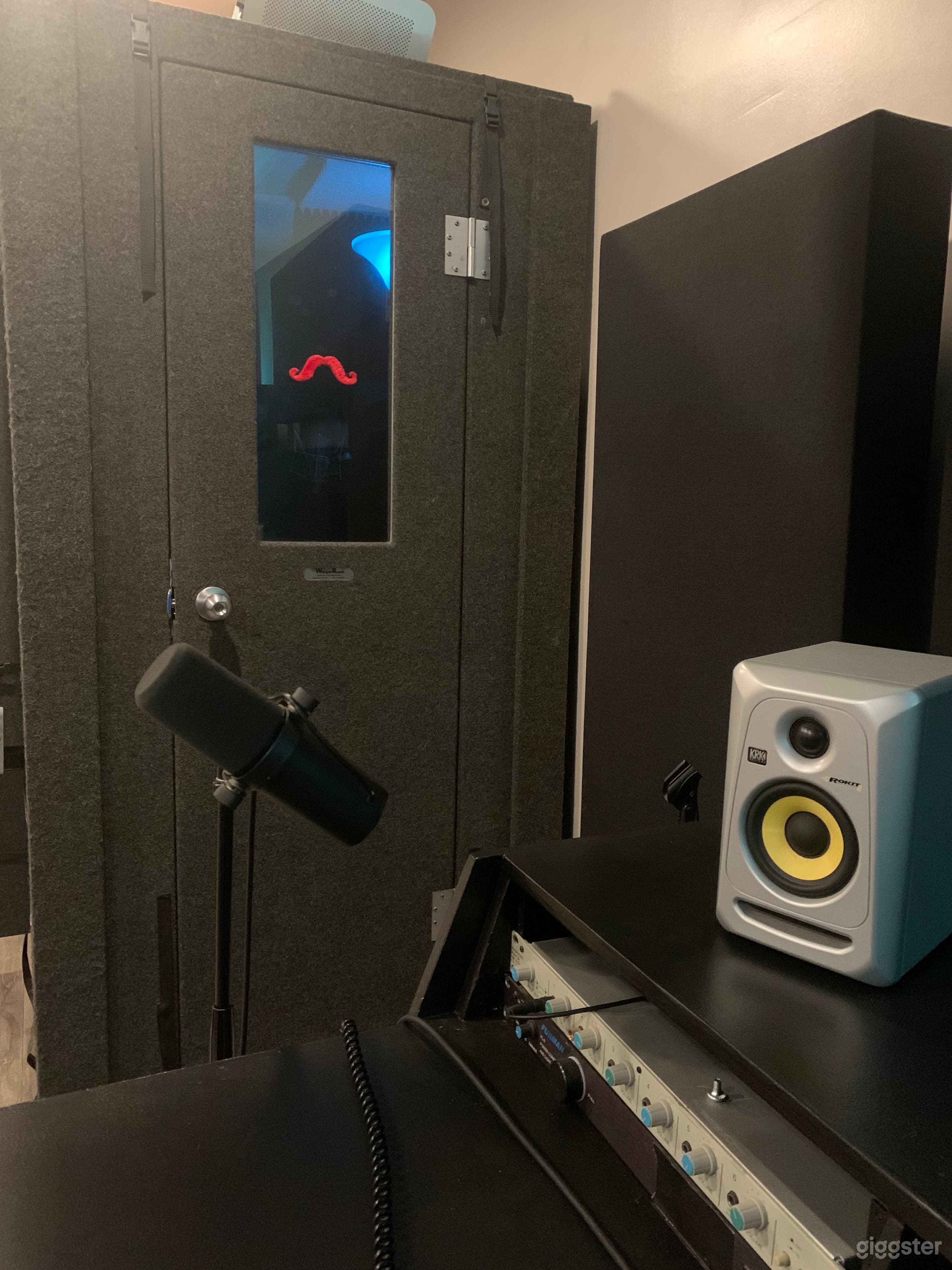 The vocal booth (view from the desk)