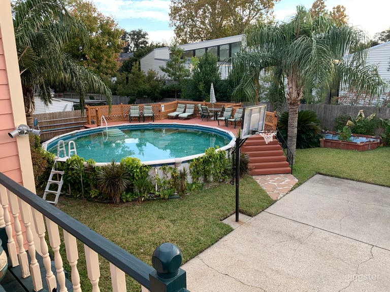  Swimming pool and basketball goal. 